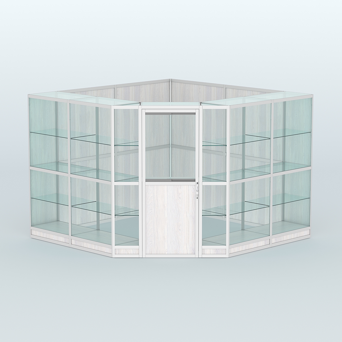 Павильон из профиля угловой №8г (9 кв.м) Ясень Анкор светлый