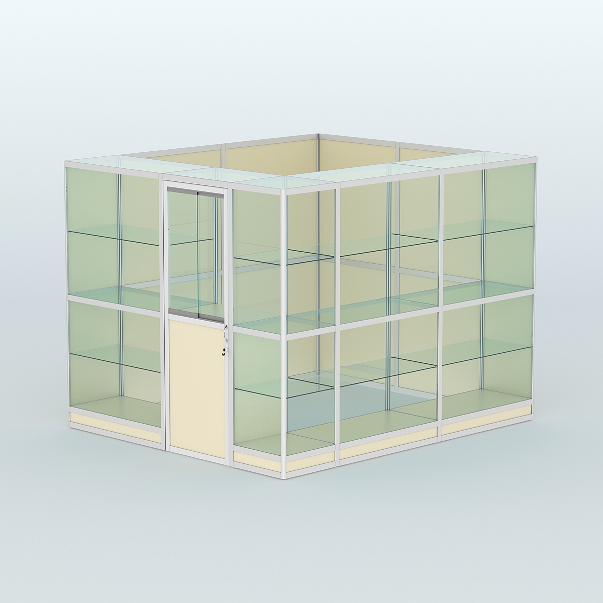 Павильон из профиля угловой №4г (5,5 кв.м) Крем Вайс