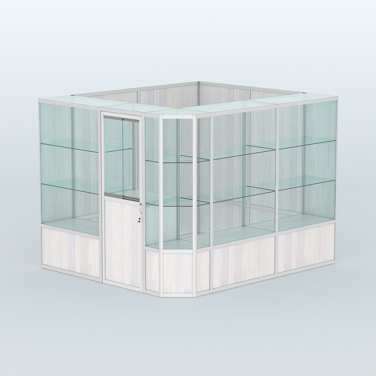 Павильон из профиля угловой №6б (5,5 кв.м) Ясень Анкор светлый