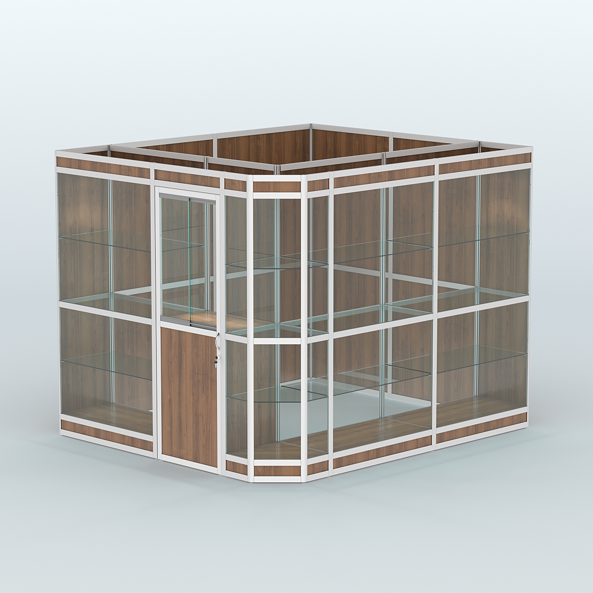 Павильон из профиля угловой №6в (5,5 кв.м) Орех