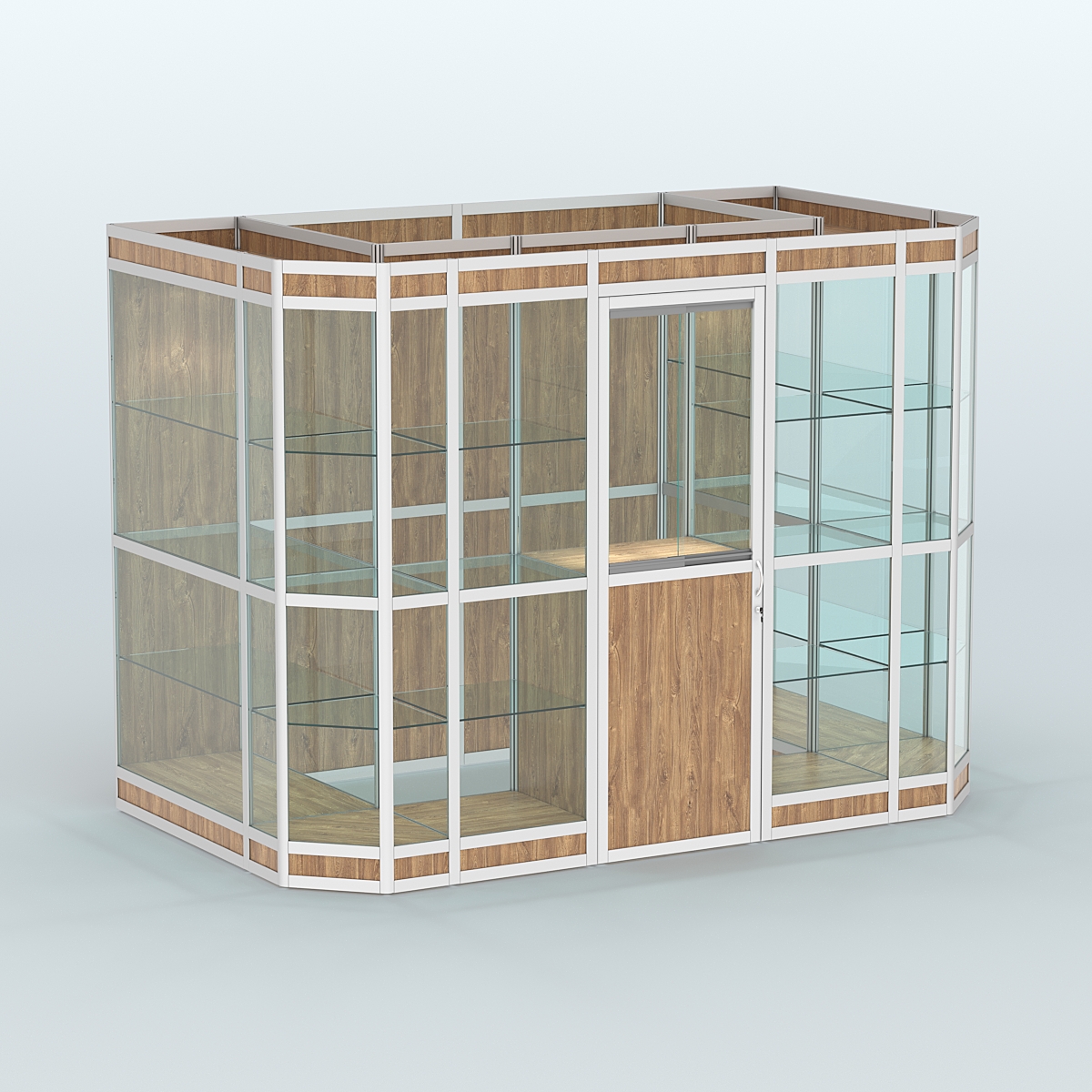 Павильон из профиля пристенный №10в (4,05 кв.м) Дуб Канзас коричневый