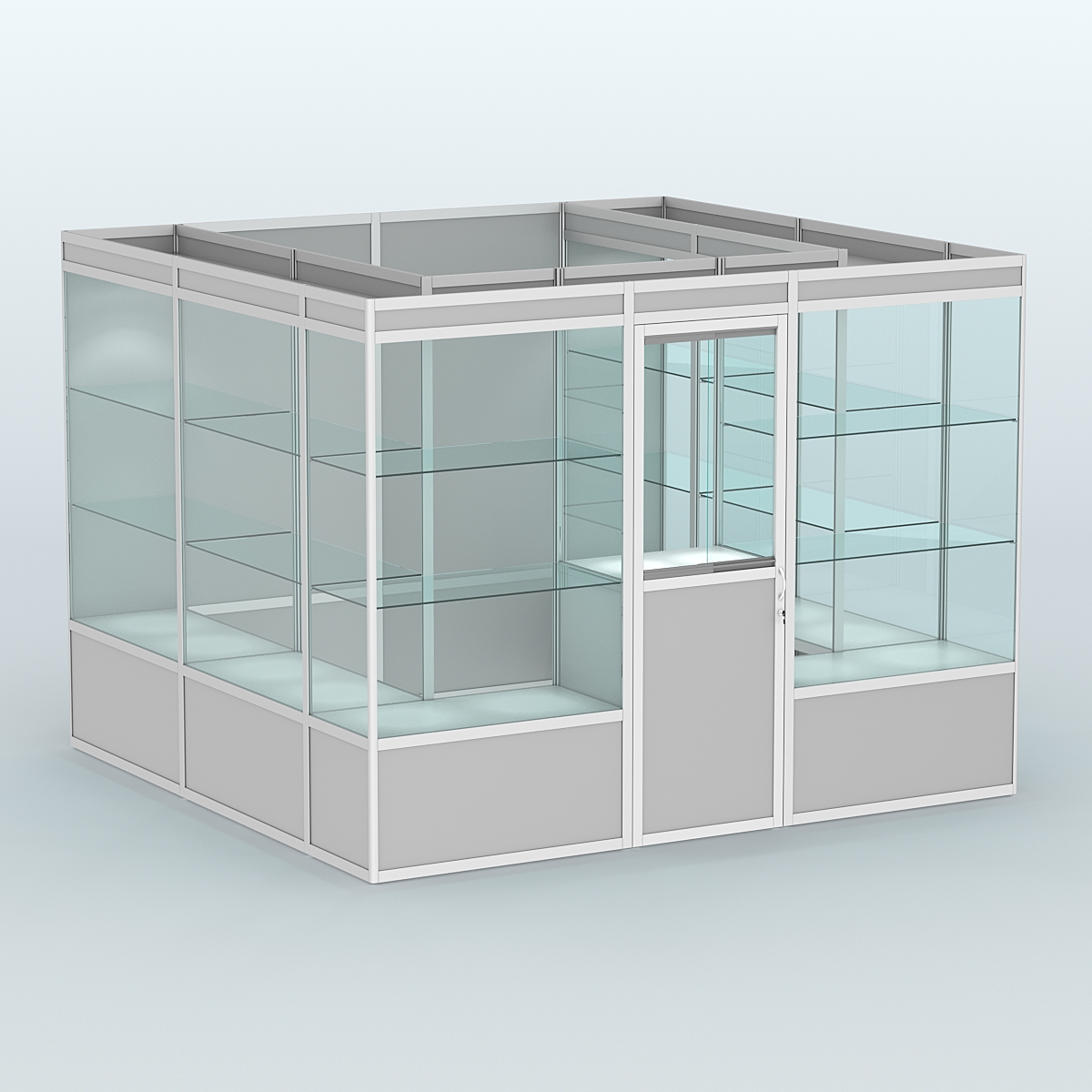 Павильон из профиля пристенный №9а (6,75 кв. м) Серый