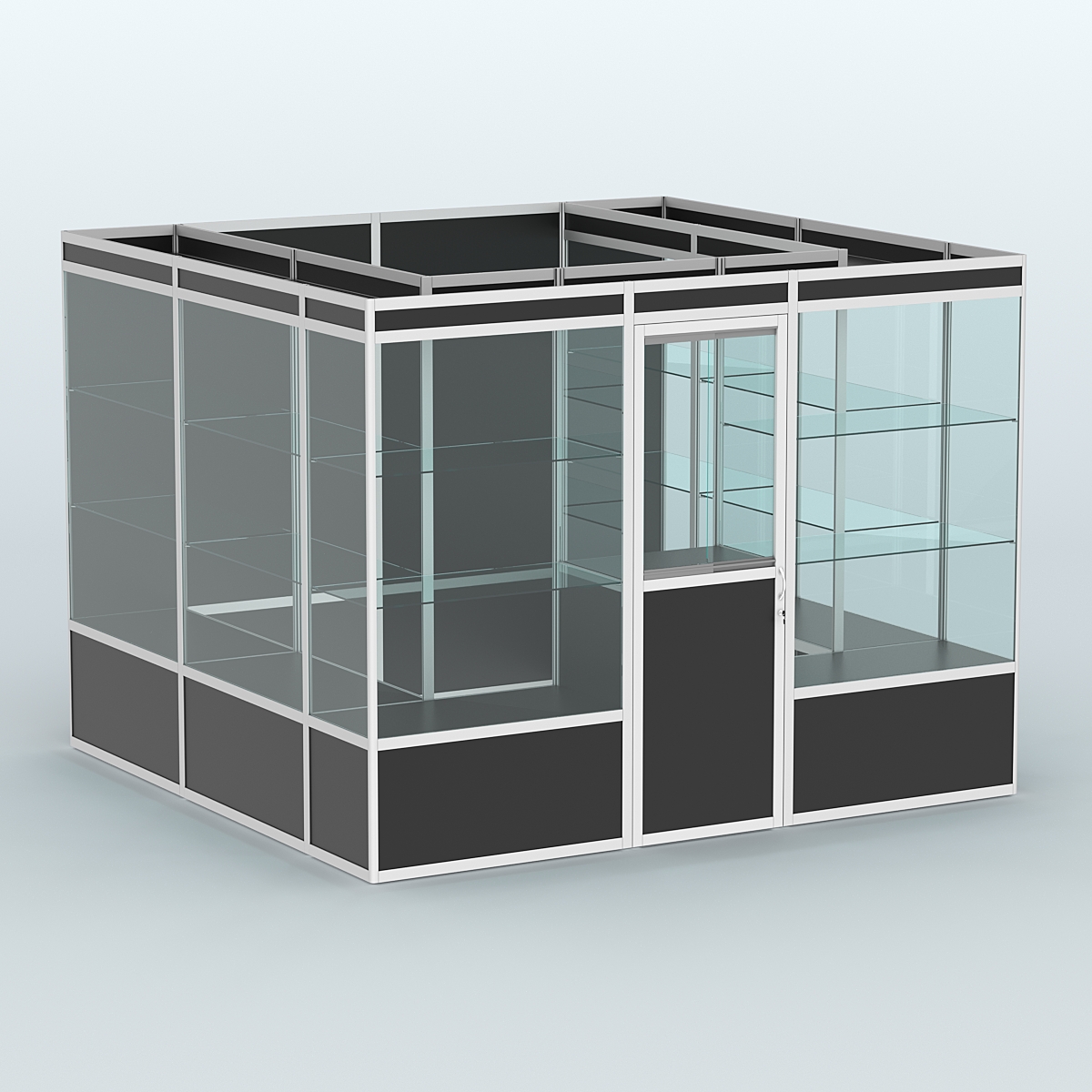 Павильон из профиля пристенный №9а (6,75 кв. м) Черный