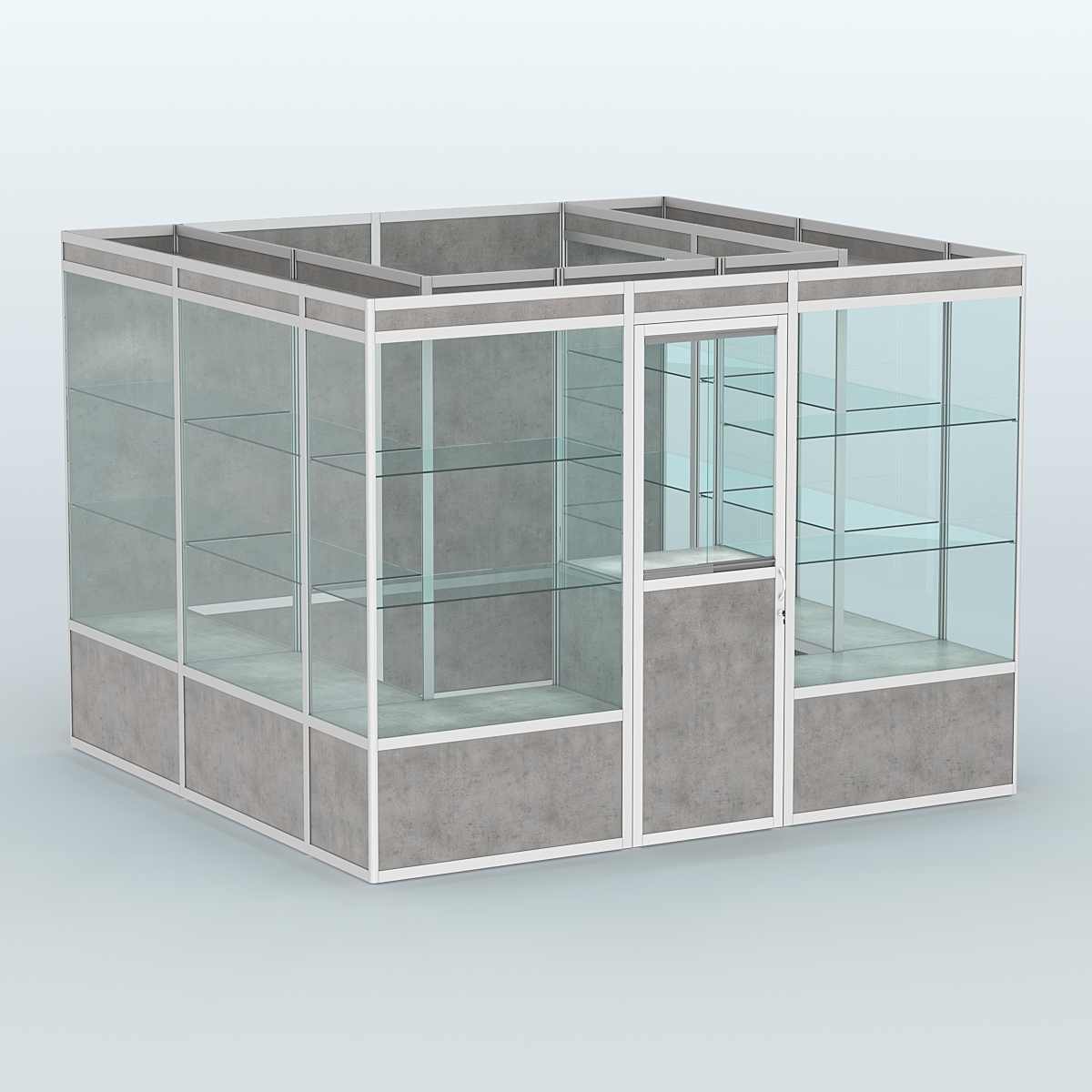 Павильон из профиля пристенный №9а (6,75 кв. м) Бетон Чикаго светло-серый F186 ST9