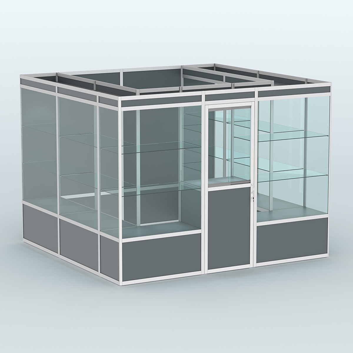 Павильон из профиля пристенный №9а (6,75 кв. м) Темно-Серый