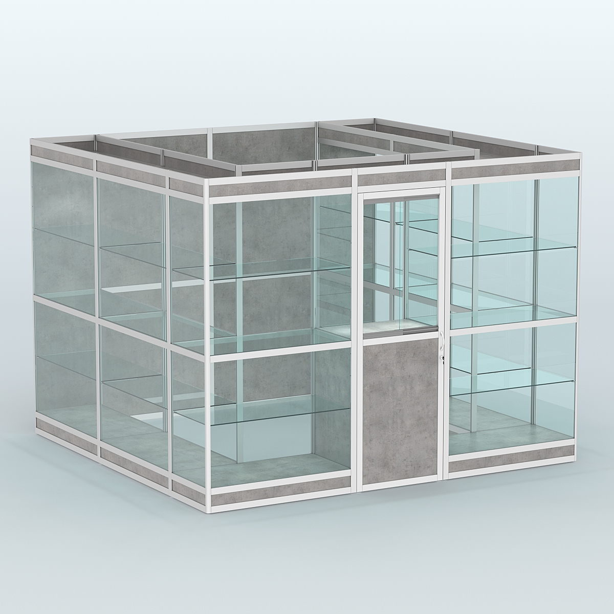 Павильон из профиля пристенный №9в (6,75 кв. м) Бетон Чикаго светло-серый F186 ST9