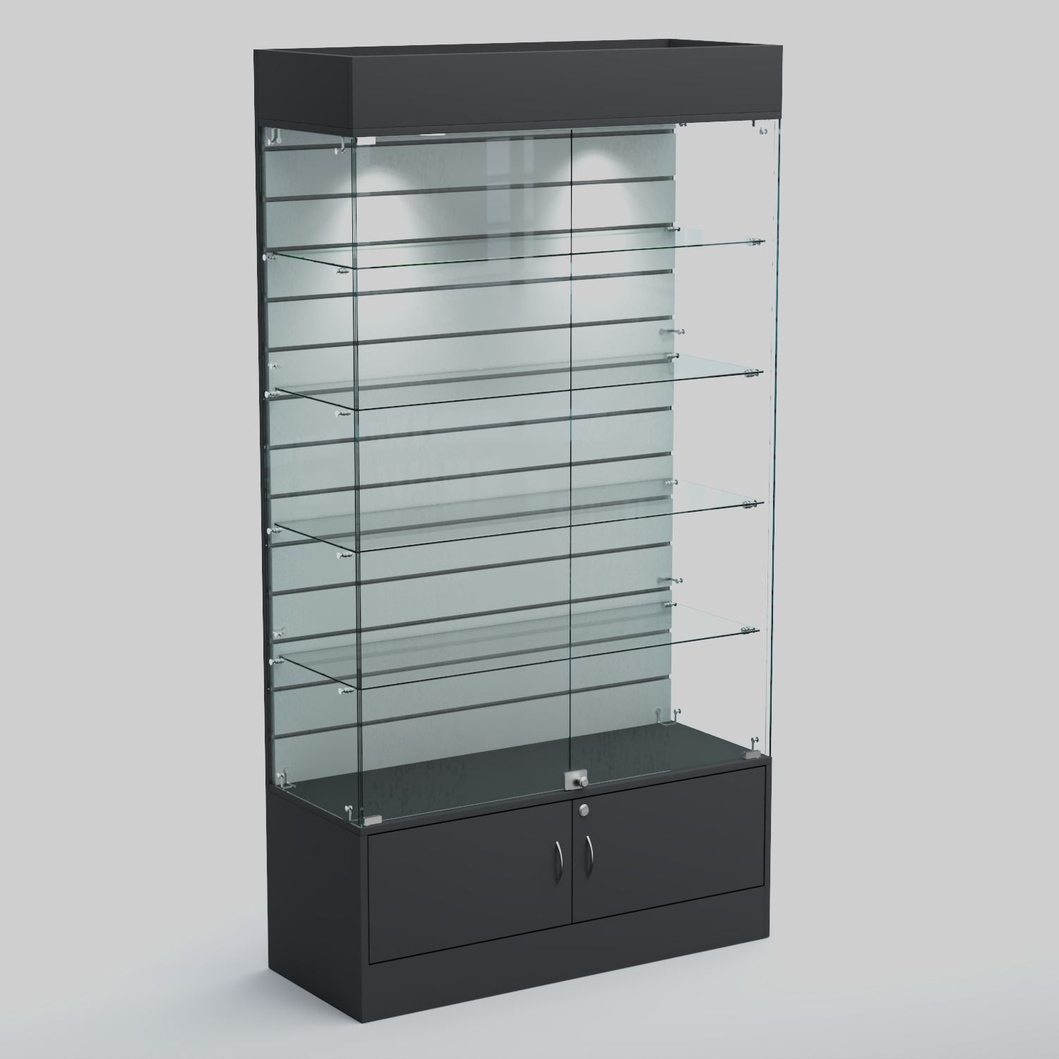 Витрина СЕТЬ №1-П с экономпанелью и полками Aнтрацит+Белый