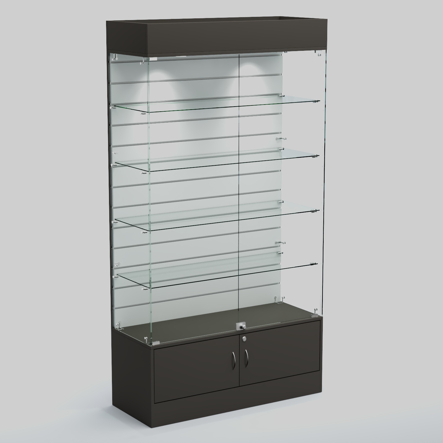 Витрина СЕТЬ №1-П с экономпанелью и полками Черный + Белый