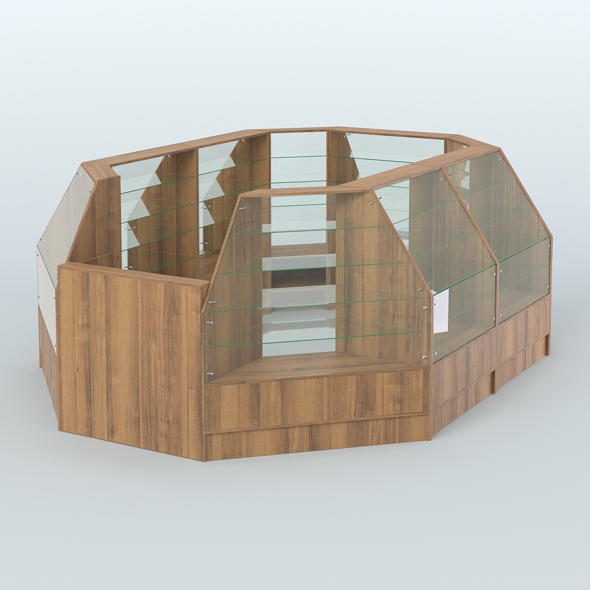 Низкий торговый остров серии Алмаз №2 средний Орех