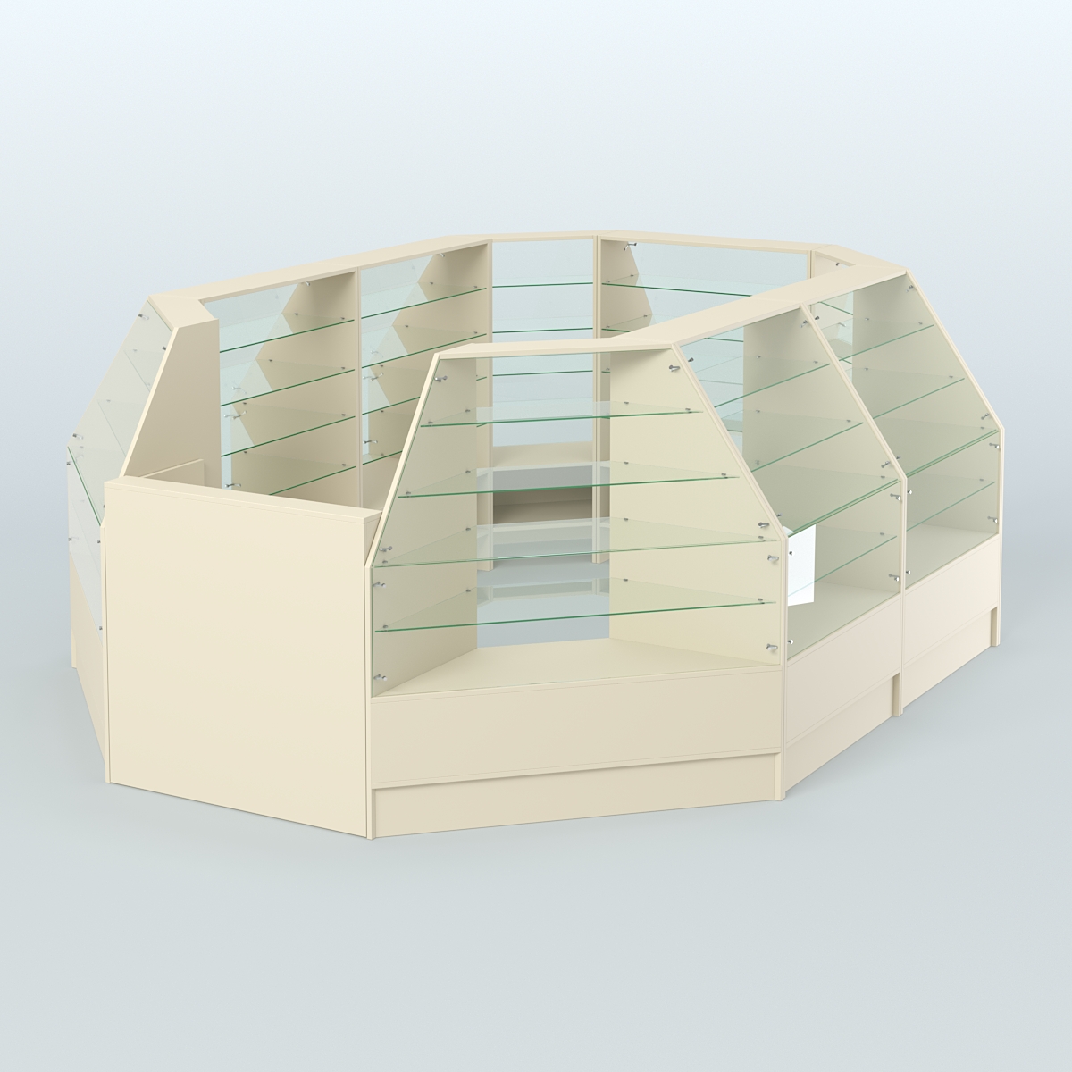 Низкий торговый остров серии Алмаз №2 средний Крем Вайс