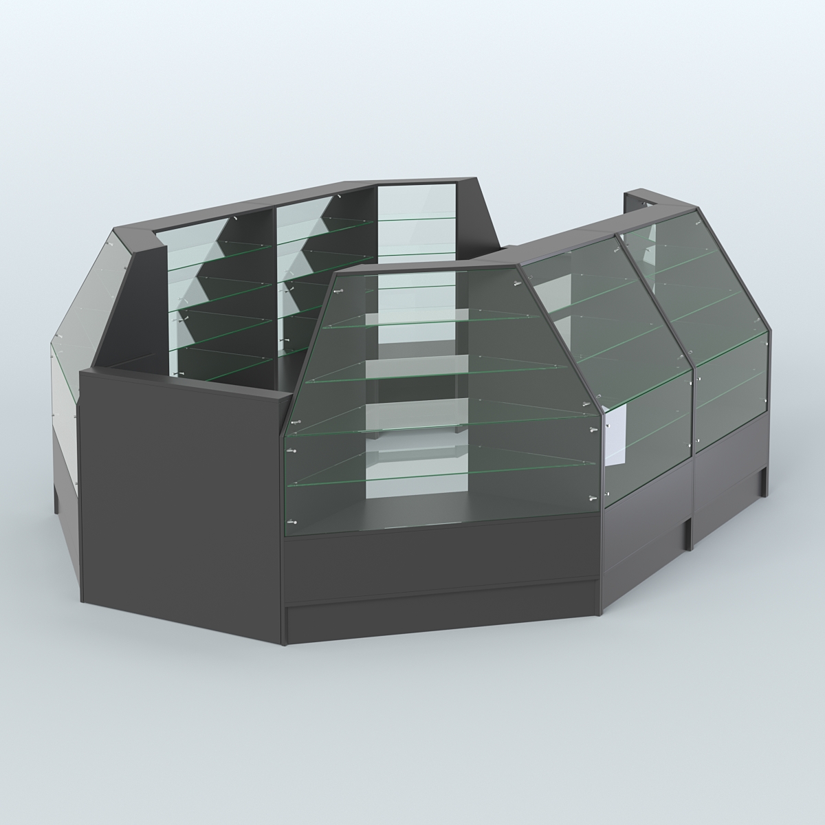Низкий торговый остров серии Алмаз №3 с двумя кассовыми прилавками Черный