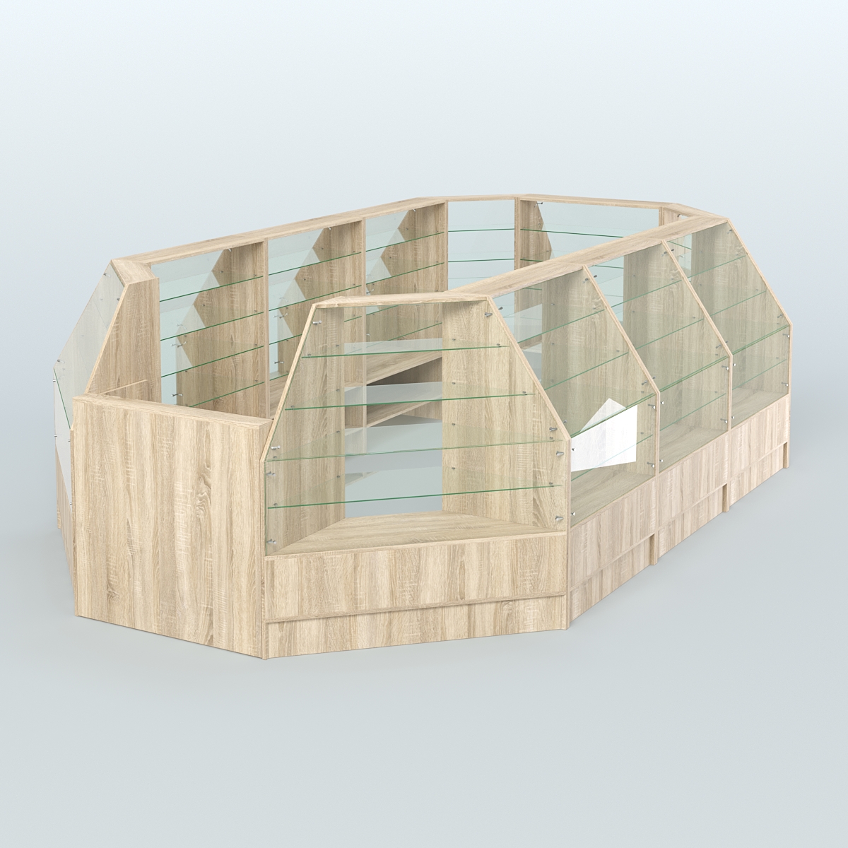 Низкий торговый остров серии Алмаз №4 большой Дуб сонома