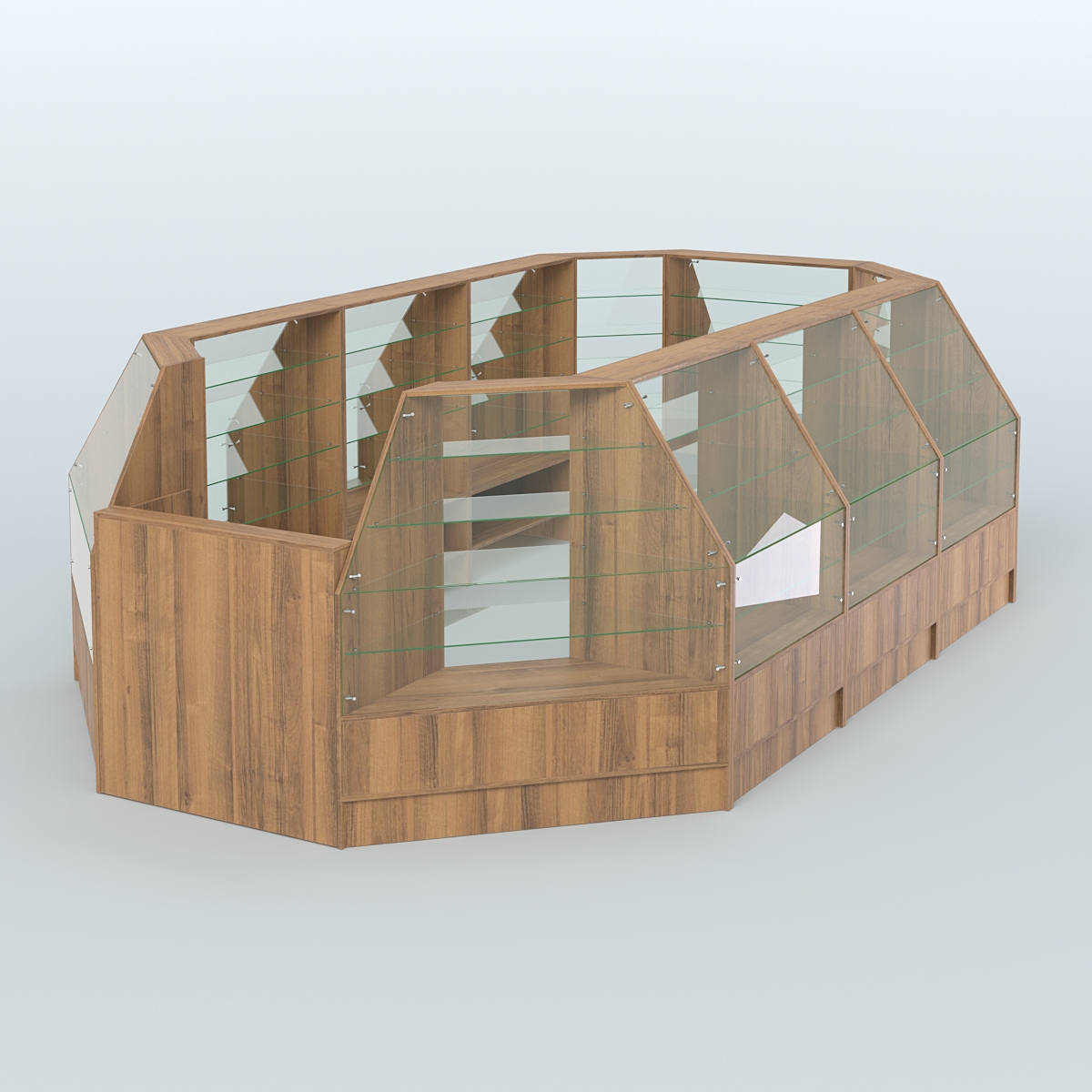 Низкий торговый остров серии Алмаз №4 большой Орех