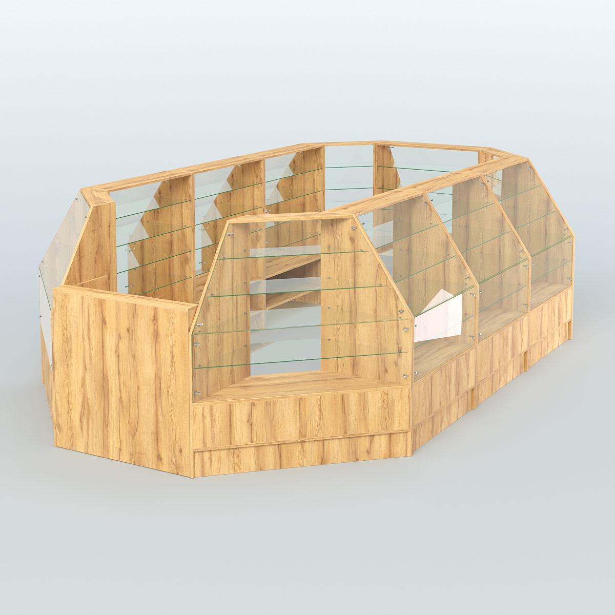 Низкий торговый остров серии Алмаз №4 большой Дуб Золотистый