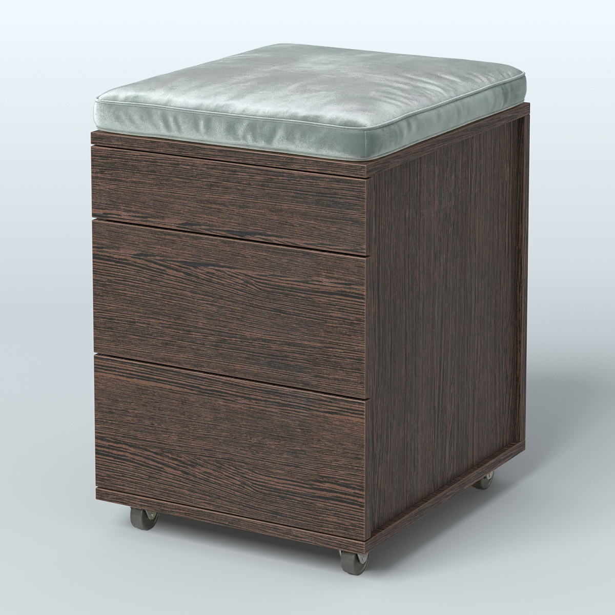 Тумба мобильная 2 ящика + 1 ящик-лоток с подушкой Фламинго, цвет белый + акация + бежевый Дуб Венге