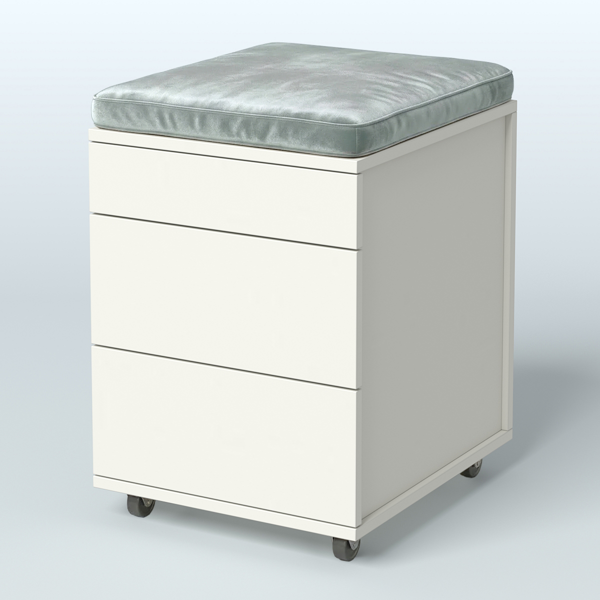 Тумба мобильная 2 ящика + 1 ящик-лоток с подушкой Фламинго, цвет белый + акация + бежевый Белый