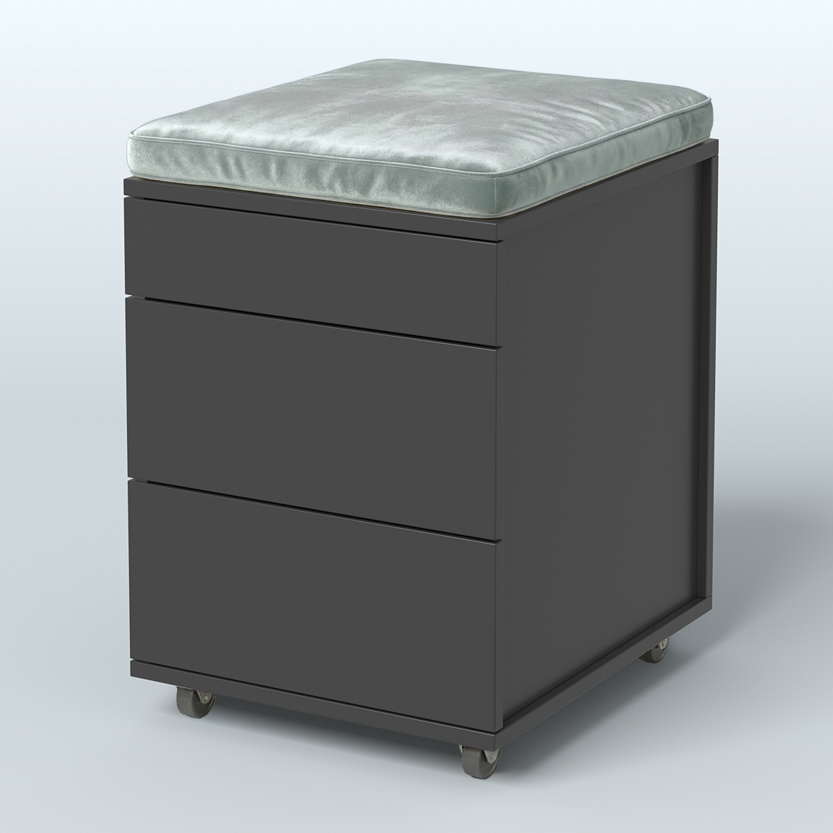 Тумба мобильная 2 ящика + 1 ящик-лоток с подушкой Фламинго, цвет белый + акация + бежевый Черный