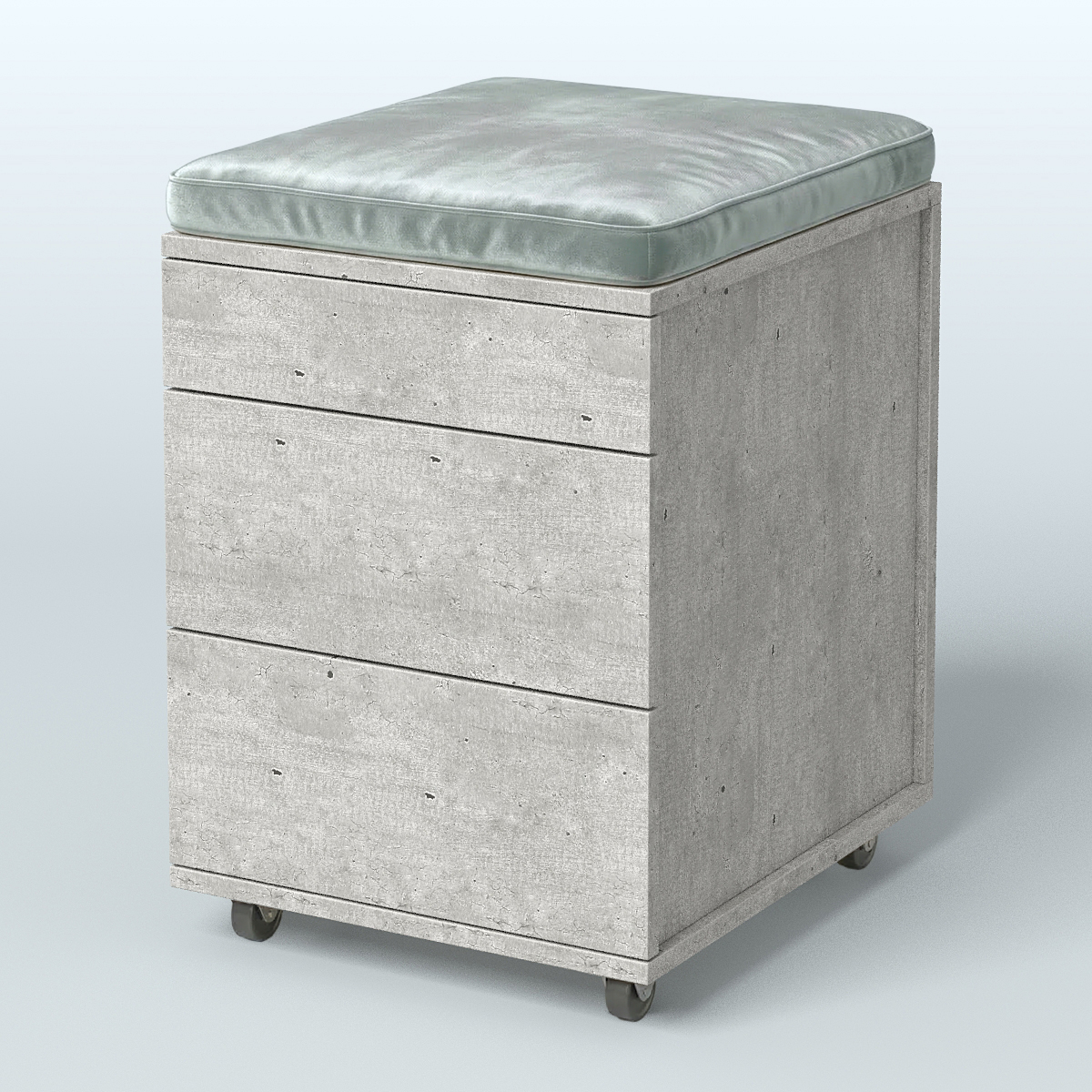 Тумба мобильная 2 ящика + 1 ящик-лоток с подушкой Фламинго, цвет белый + акация + бежевый Метрополитан Грей