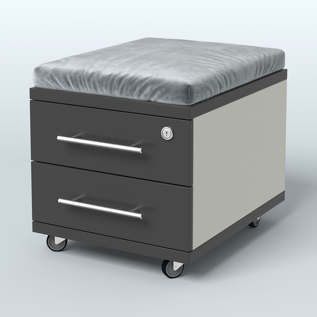 Тумба 2 ящика под подушку Лиани, цвет шамони темный Белый и Черный