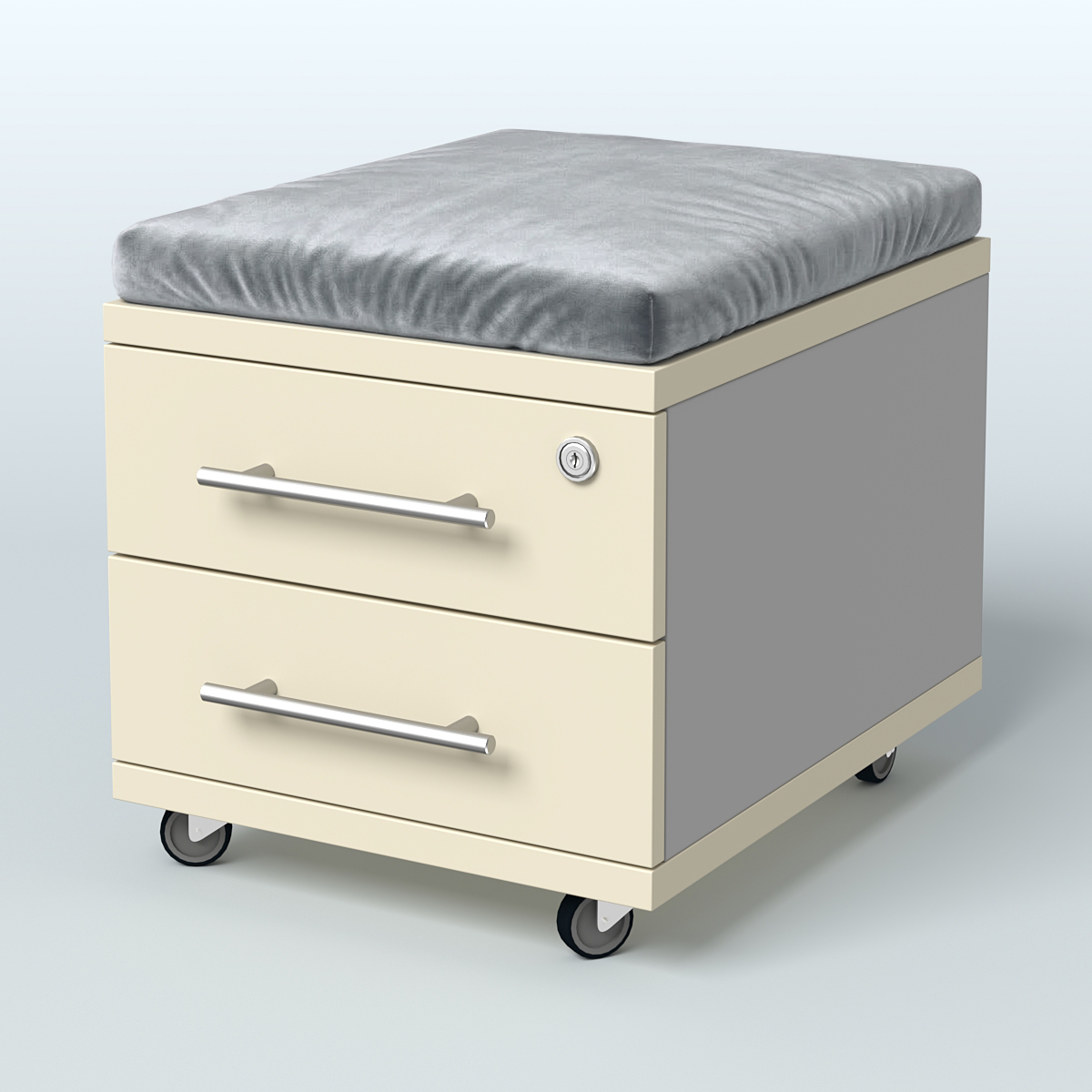 Тумба 2 ящика под подушку Лиани, цвет шамони темный Серый + Крем Вайс