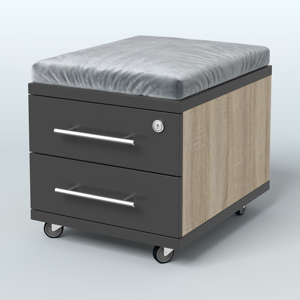 Тумба 2 ящика под подушку Лиани, цвет шамони темный Дуб Сонома + Черный