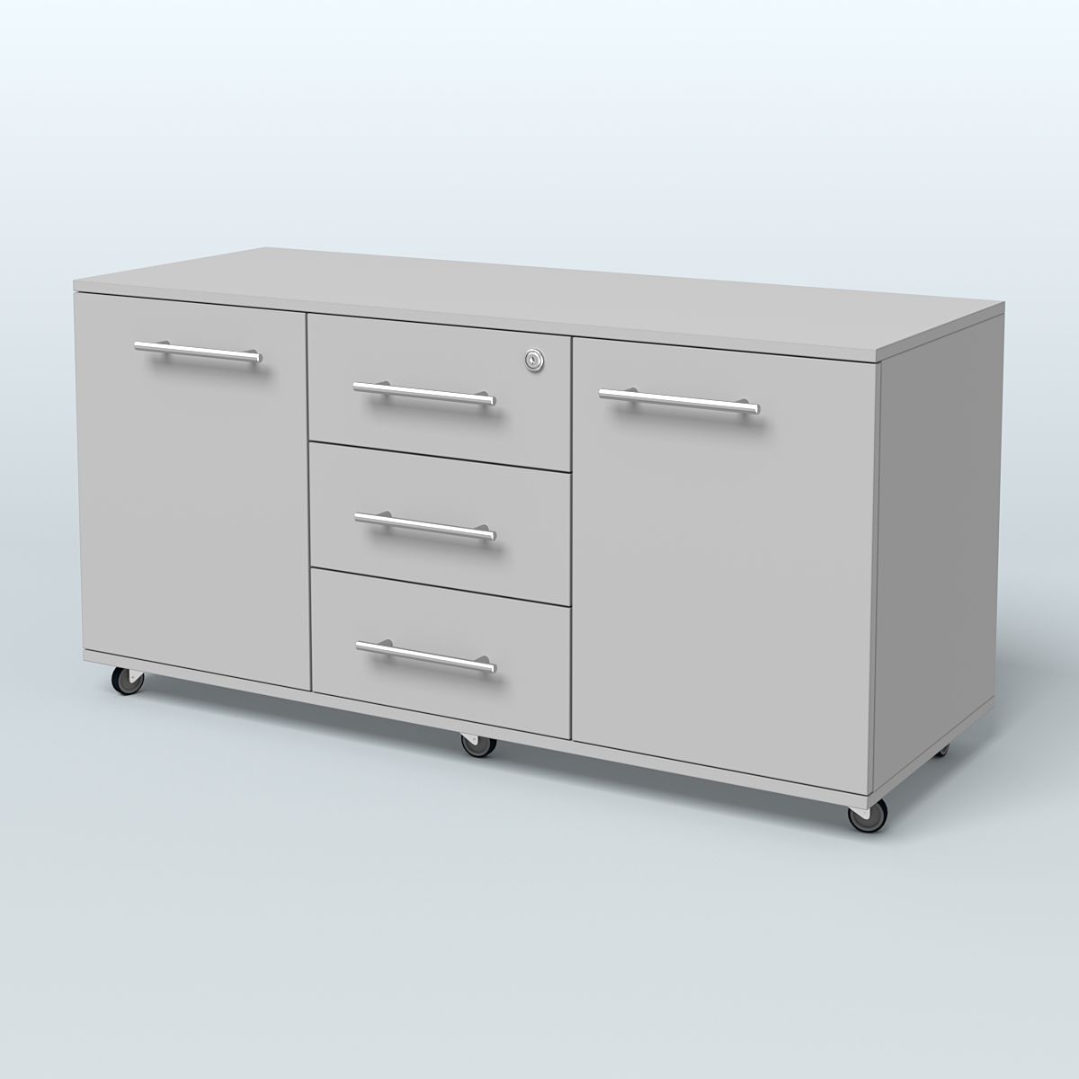 Тумба сервисная с 3 ящиками с замком и 2 фасадами Индиго Вуд, цвет дуб темный + белый Серый