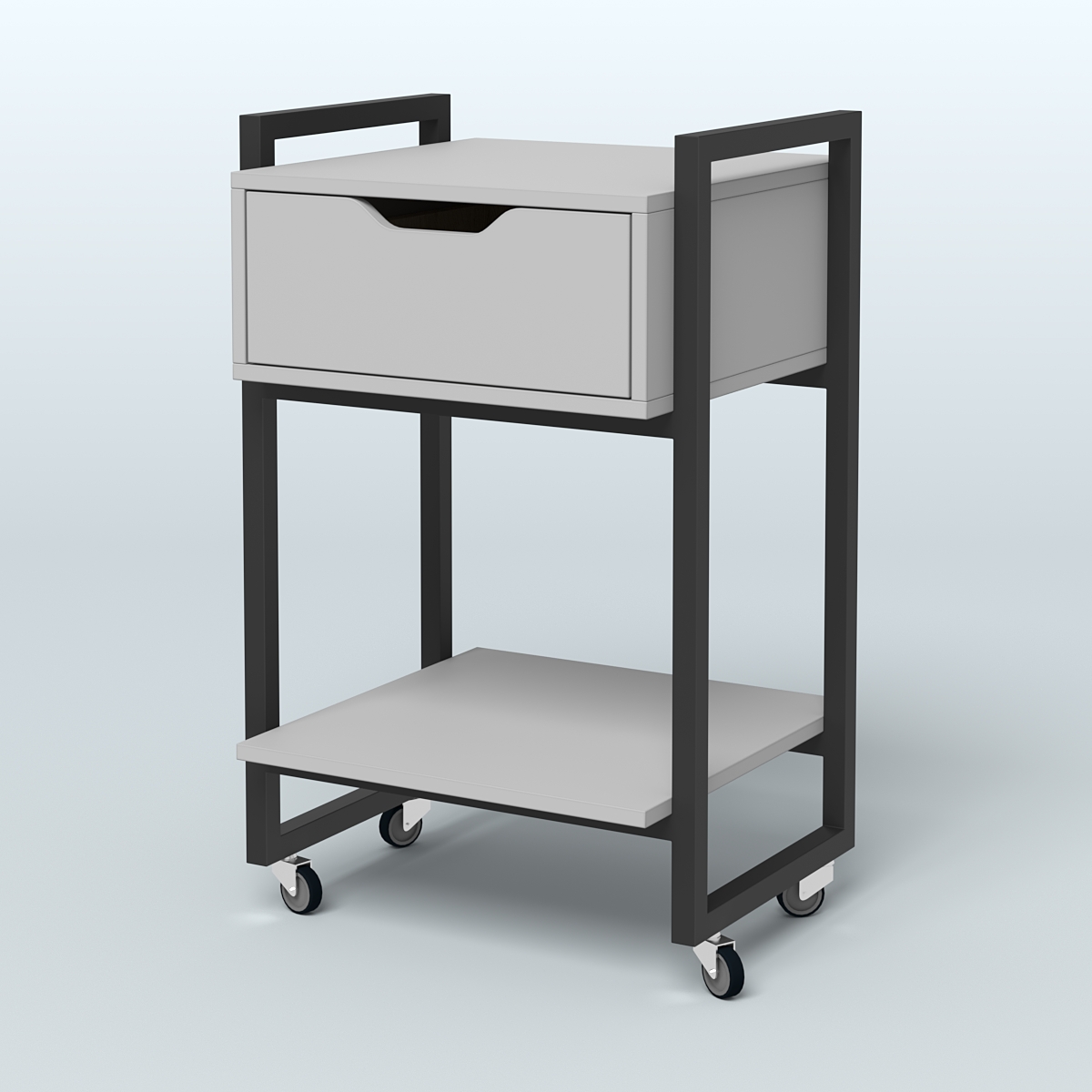 Тумба мобильная с ящиком и полкой Европа, цвет денвер светлый + белый Серый