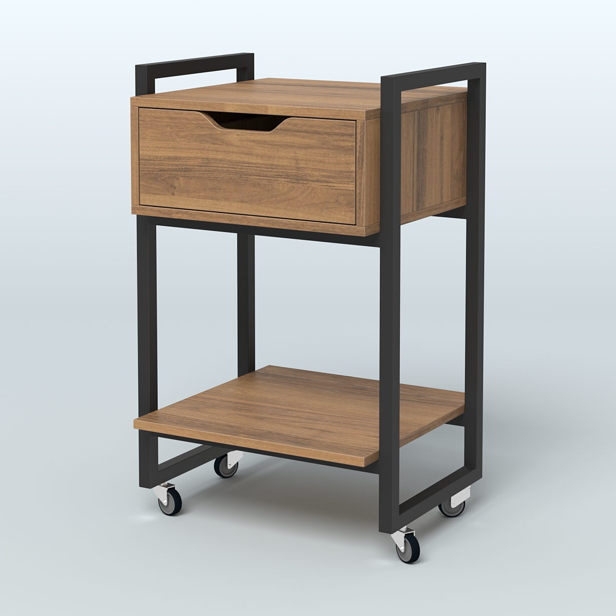 Тумба мобильная с ящиком и полкой Европа, цвет денвер светлый + белый Орех