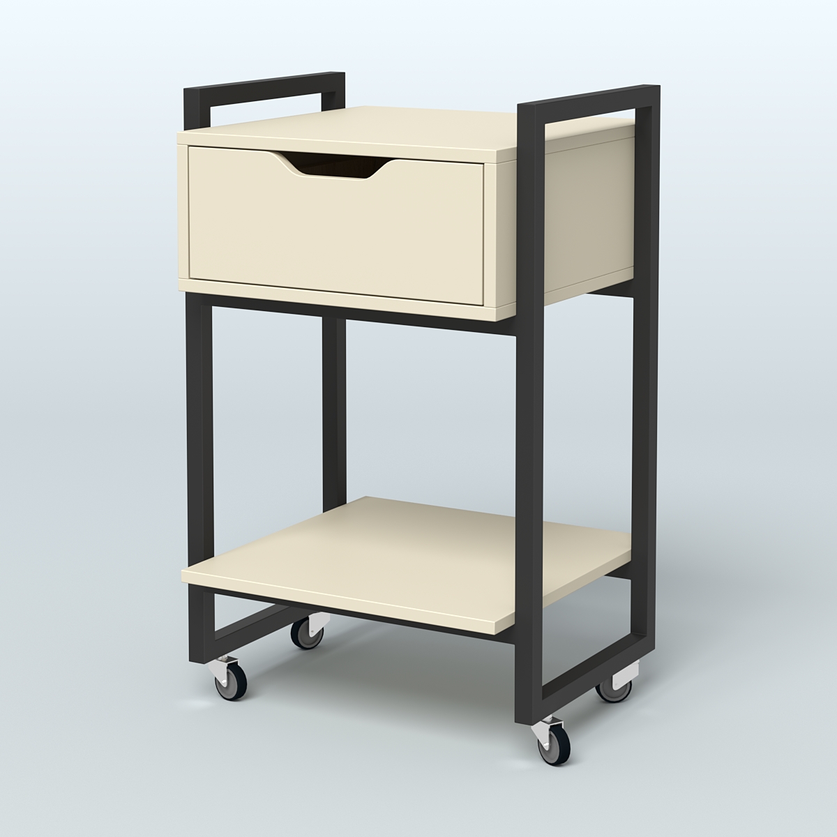 Тумба мобильная с ящиком и полкой Европа, цвет денвер светлый + белый Крем Вайс