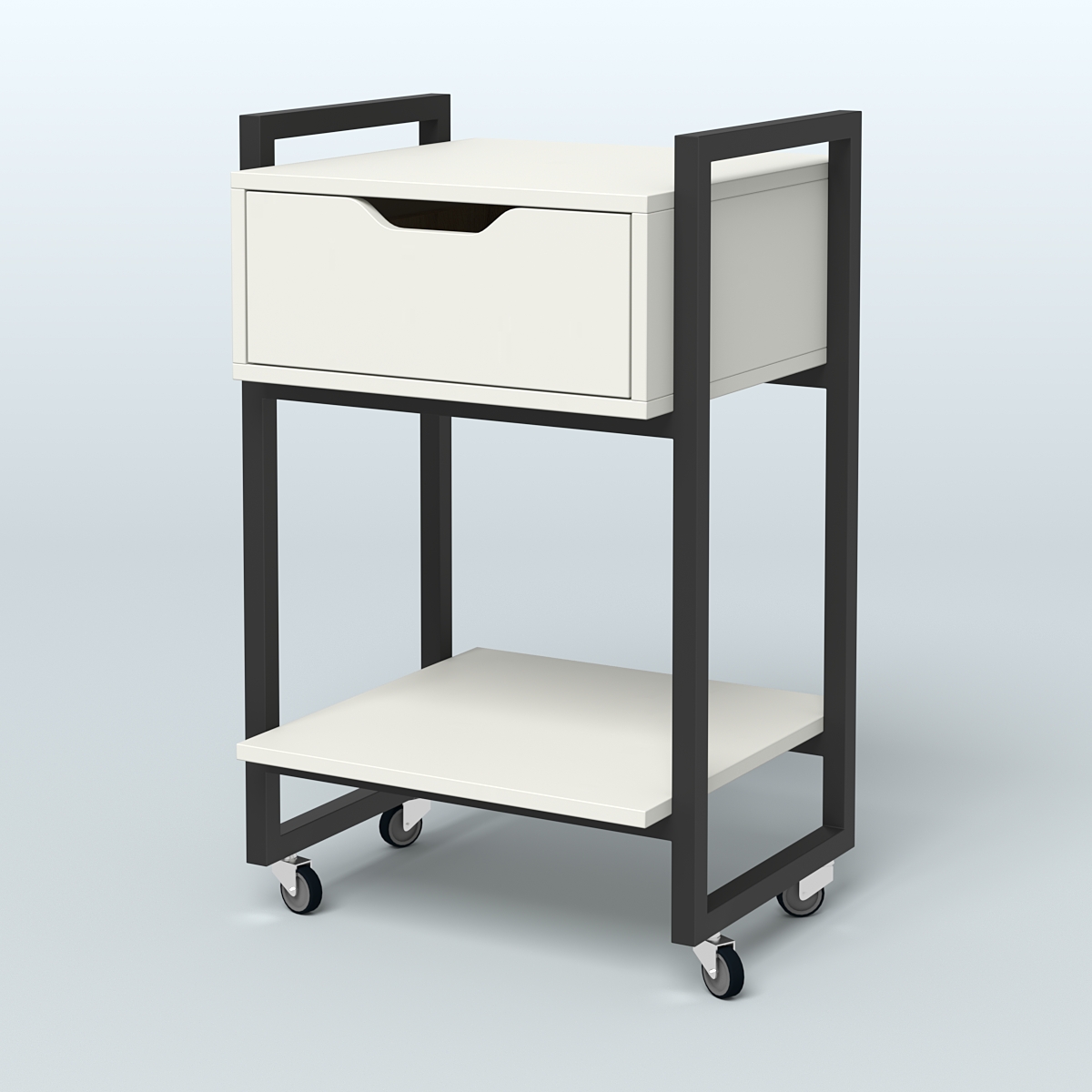 Тумба мобильная с ящиком и полкой Европа, цвет денвер светлый + белый Белый