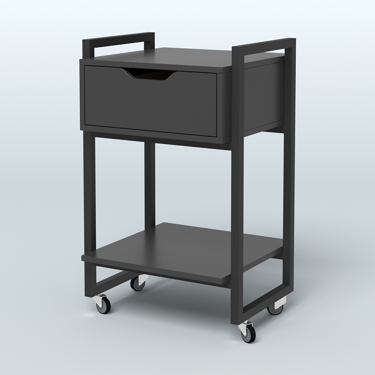 Тумба мобильная с ящиком и полкой Европа, цвет денвер светлый + белый Черный