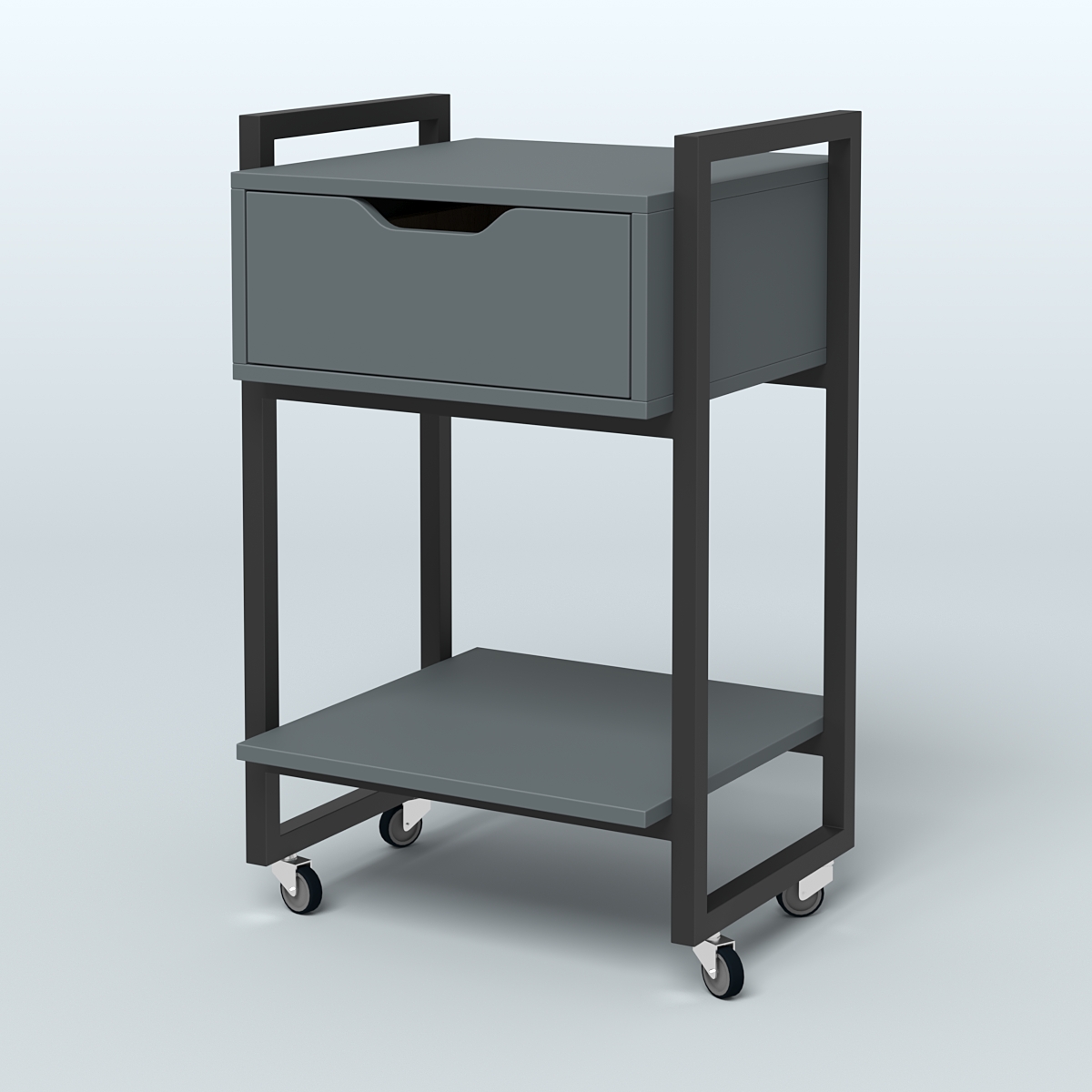 Тумба мобильная с ящиком и полкой Европа, цвет денвер светлый + белый Темно-Серый