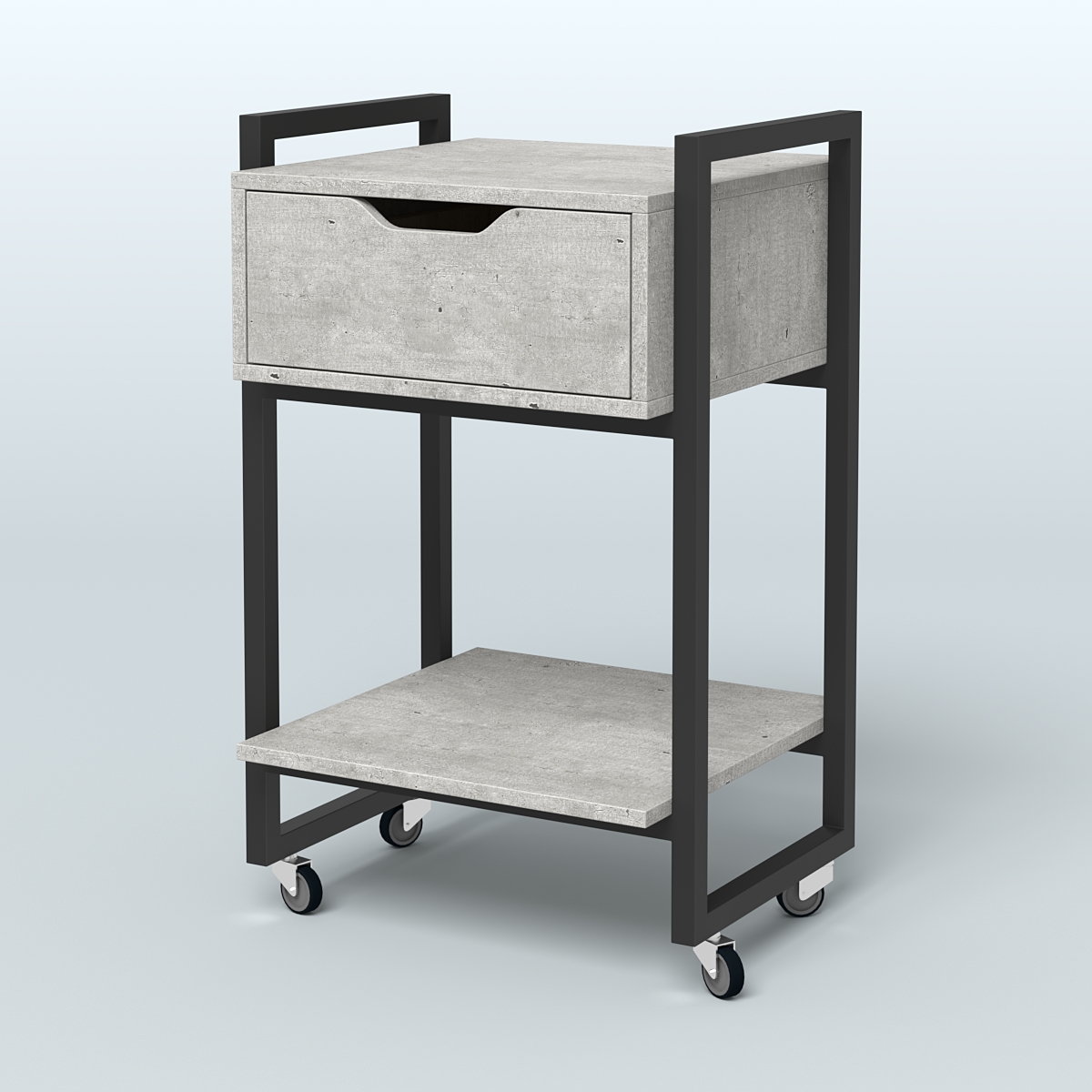 Тумба мобильная с ящиком и полкой Европа, цвет денвер светлый + белый Метрополитан Грей