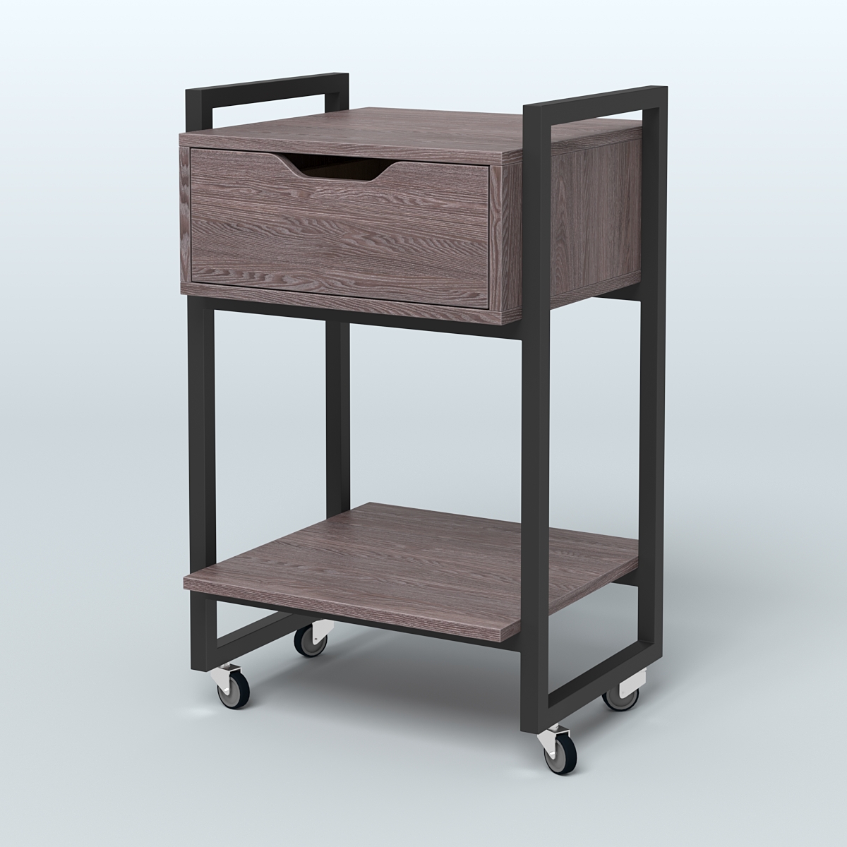 Тумба мобильная с ящиком и полкой Европа, цвет денвер светлый + белый Ясень Анкор темный