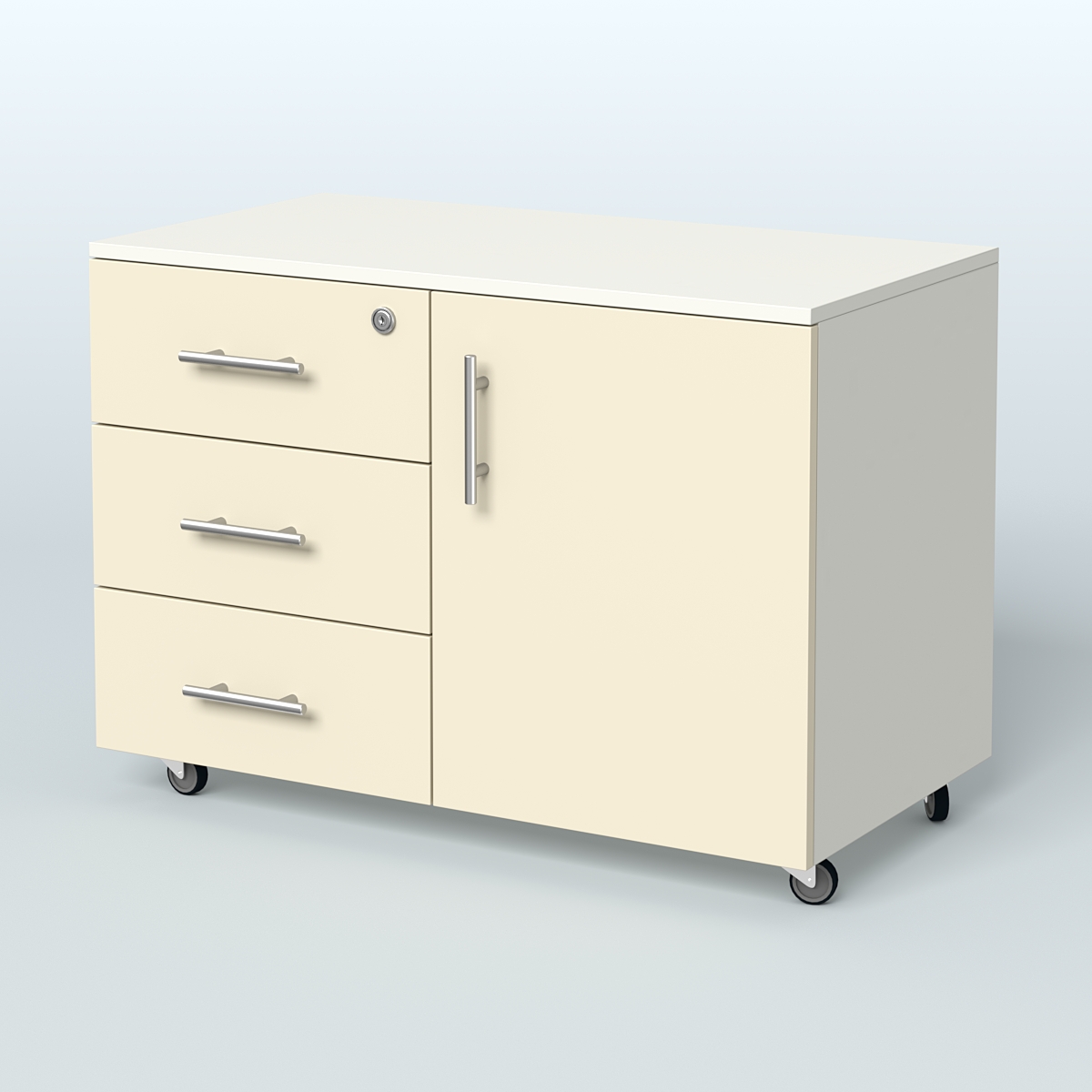 Тумба для оргтехники Види Вуд, цвет мокко Белый + Крем Вайс