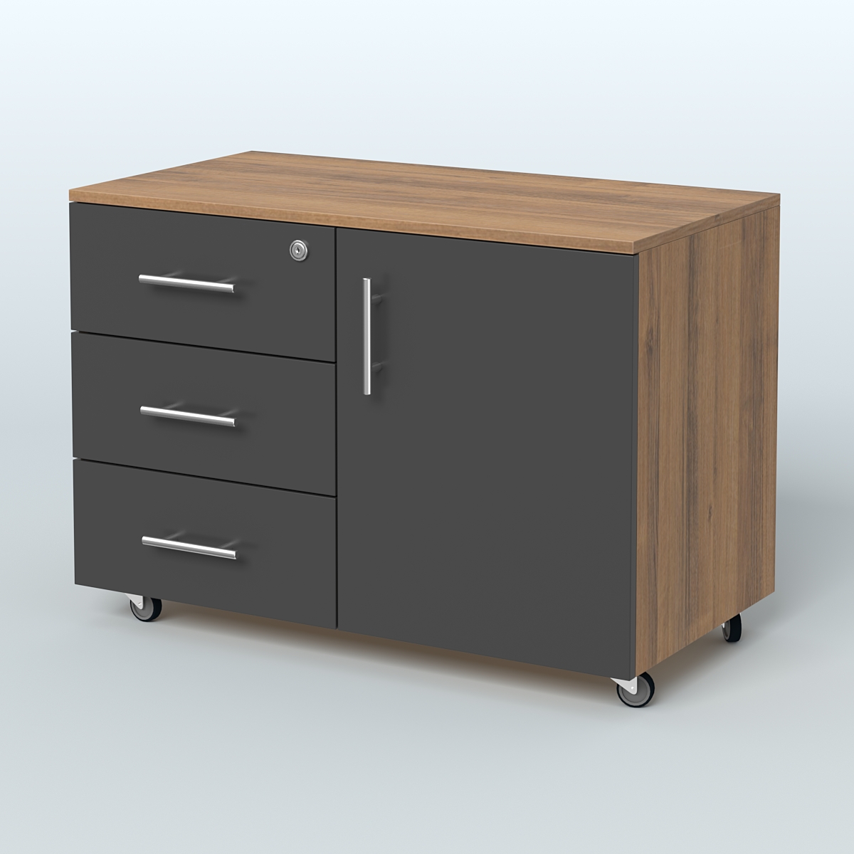 Тумба для оргтехники Види Вуд, цвет мокко Орех + Черный