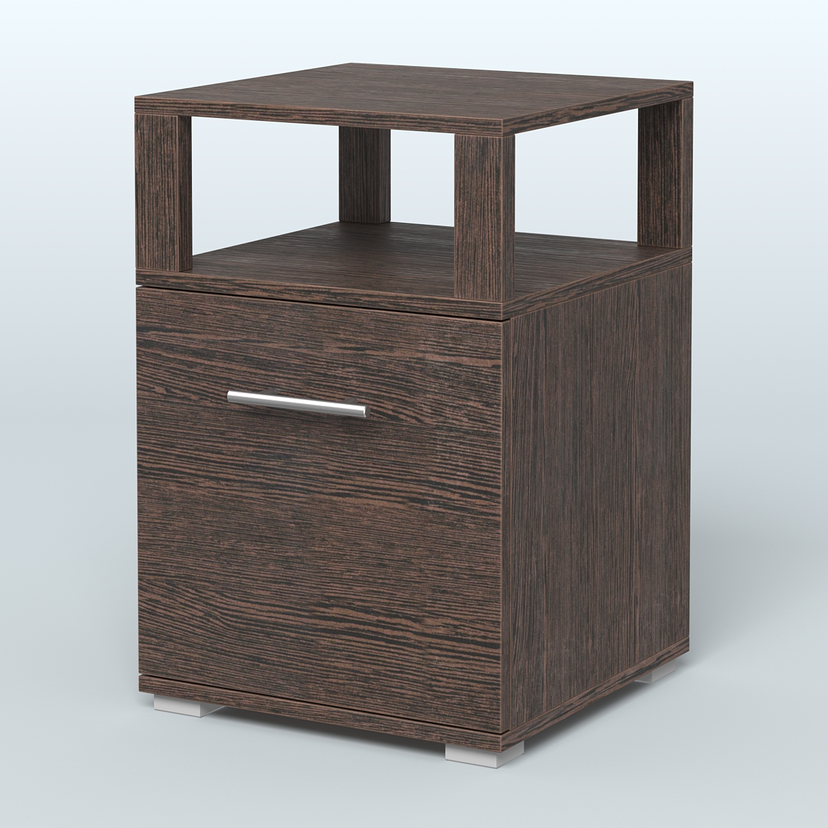 Тумба Динен №2 приставная 1 распашной фасад с надставкой Дуб Венге
