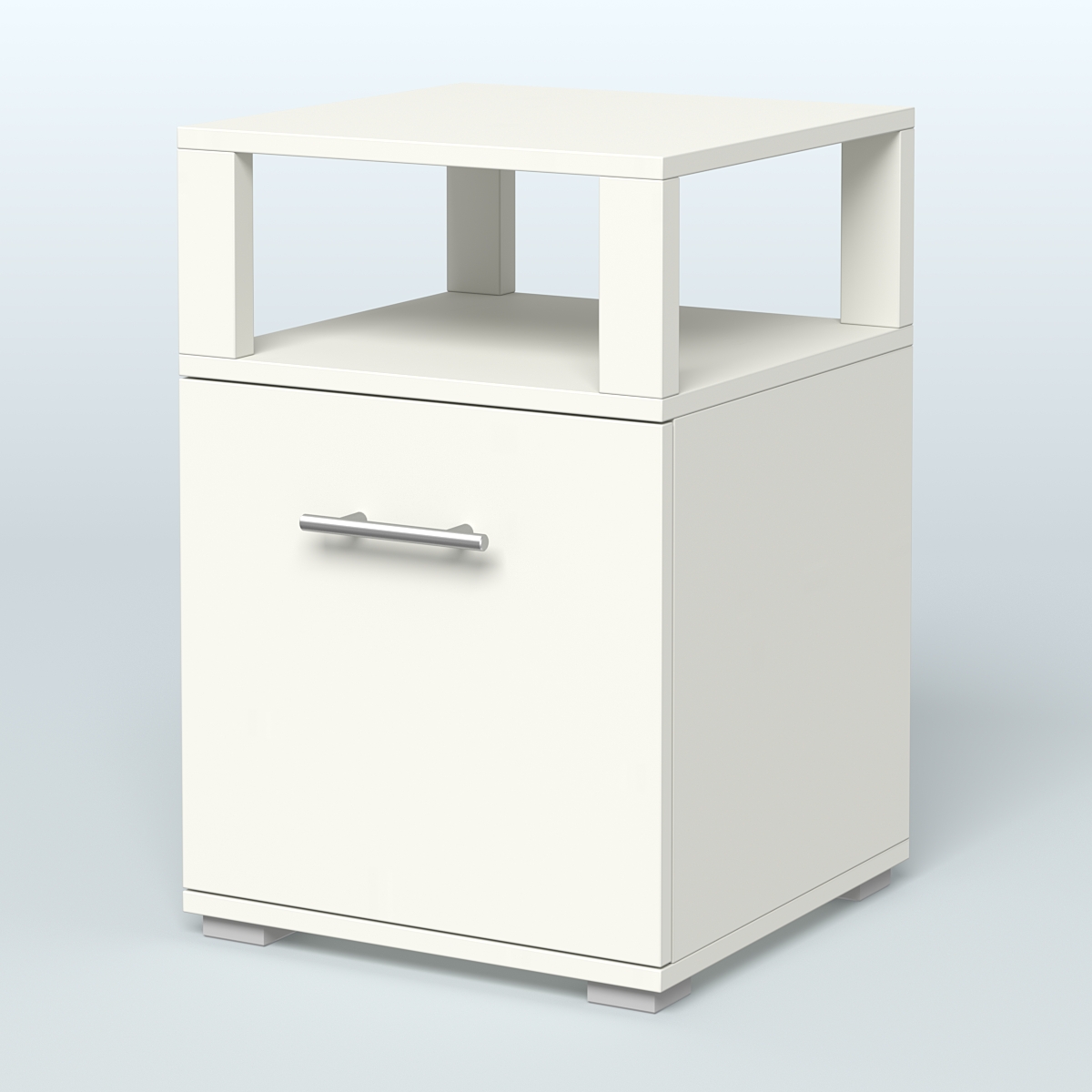 Тумба Динен №2 приставная 1 распашной фасад с надставкой Белый