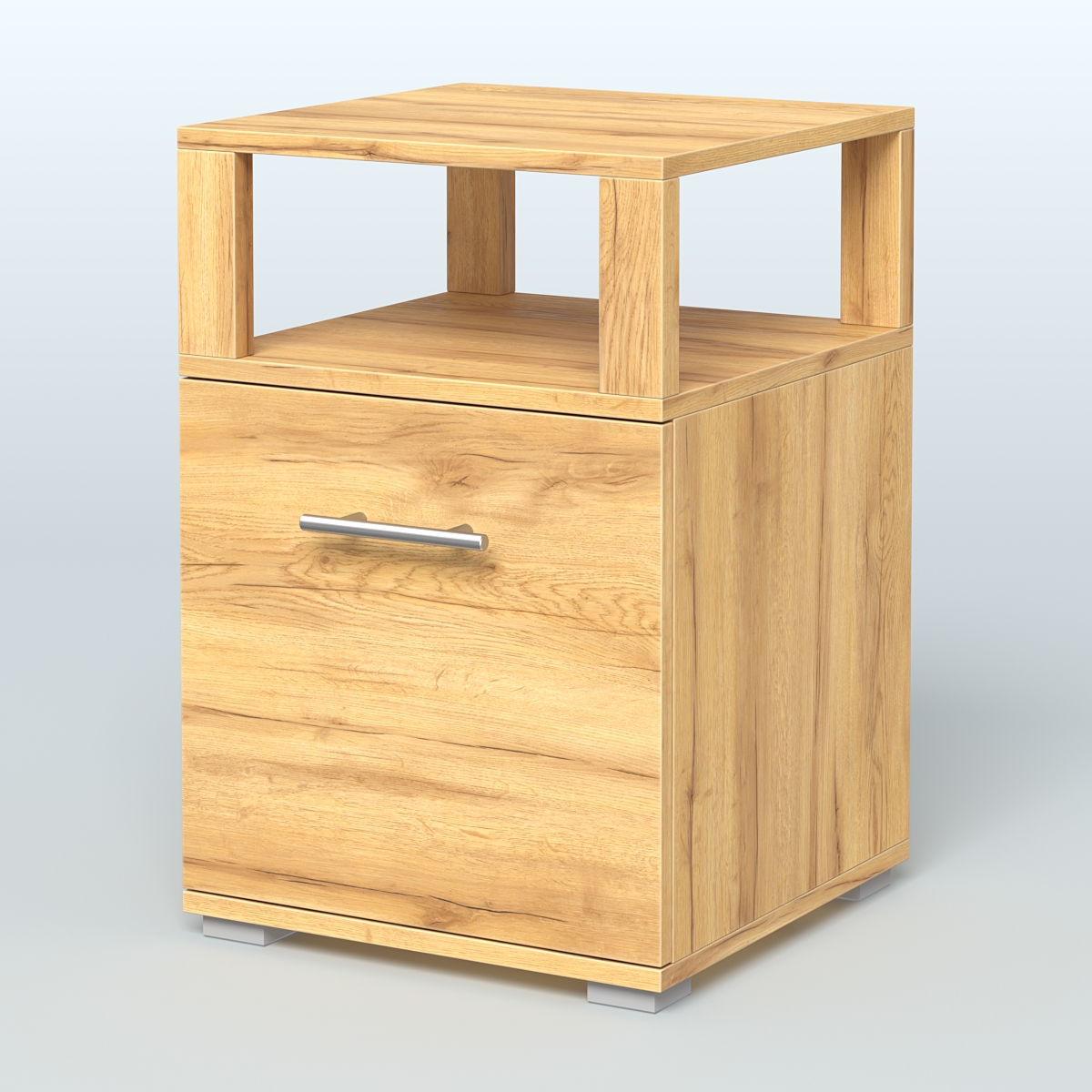 Тумба Динен №2 приставная 1 распашной фасад с надставкой Дуб Золотистый