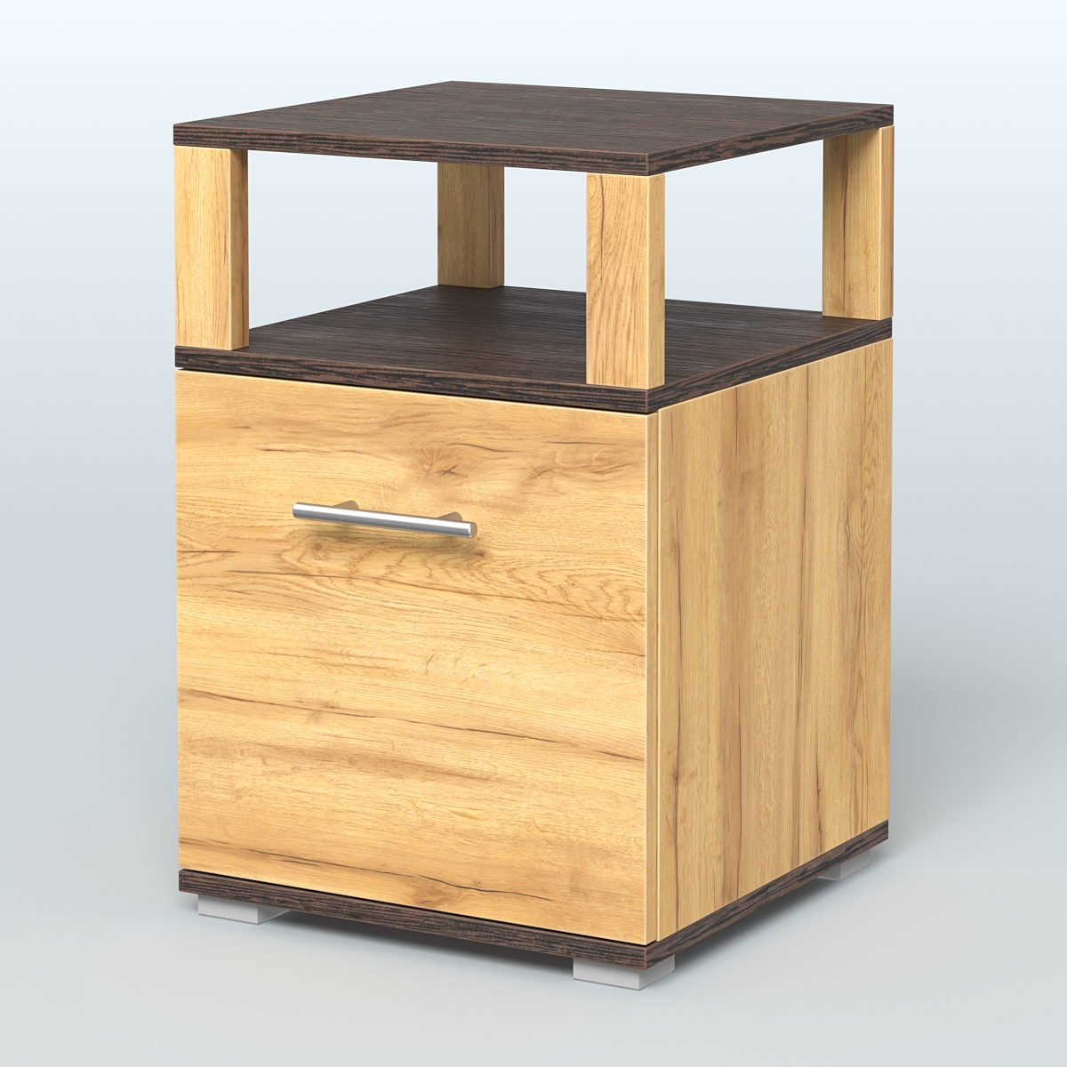 Тумба Динен №2 приставная 1 распашной фасад с надставкой Дуб Золотистый + Дуб Венге