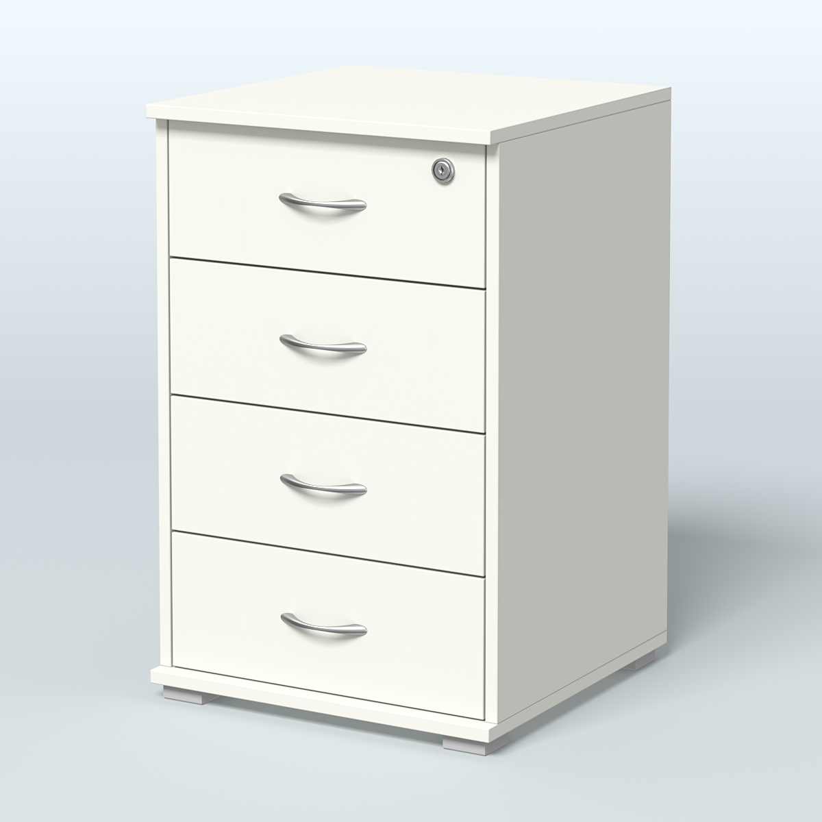 Тумба Нотте подкатная (4 ящика с замком) Белый