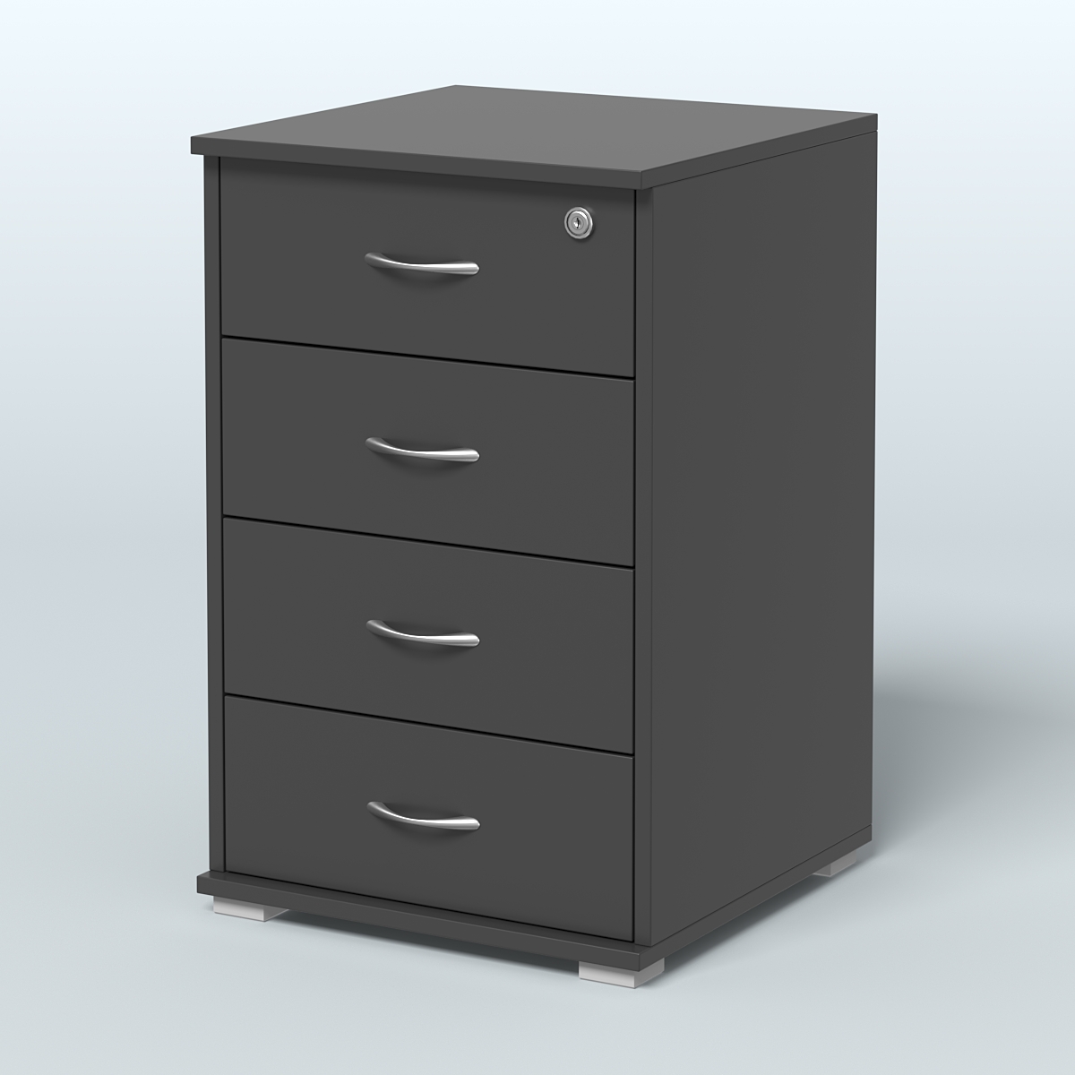 Тумба Нотте подкатная (4 ящика с замком) Черный