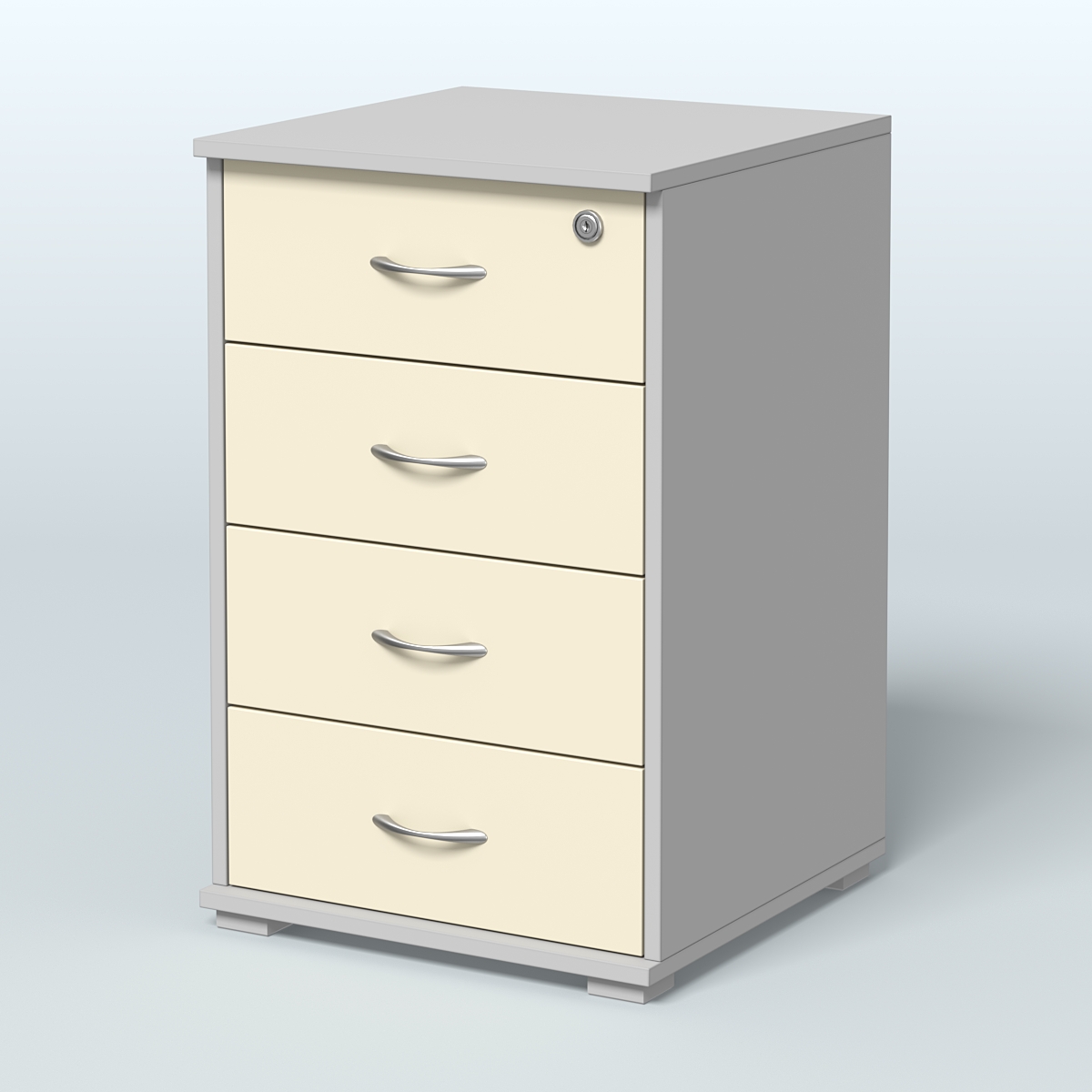 Тумба Нотте подкатная (4 ящика с замком) Серый + Крем Вайс