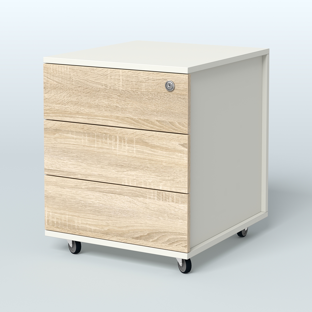 Тумба мобильная Киви, цвет белый Белый + Дуб Сонома