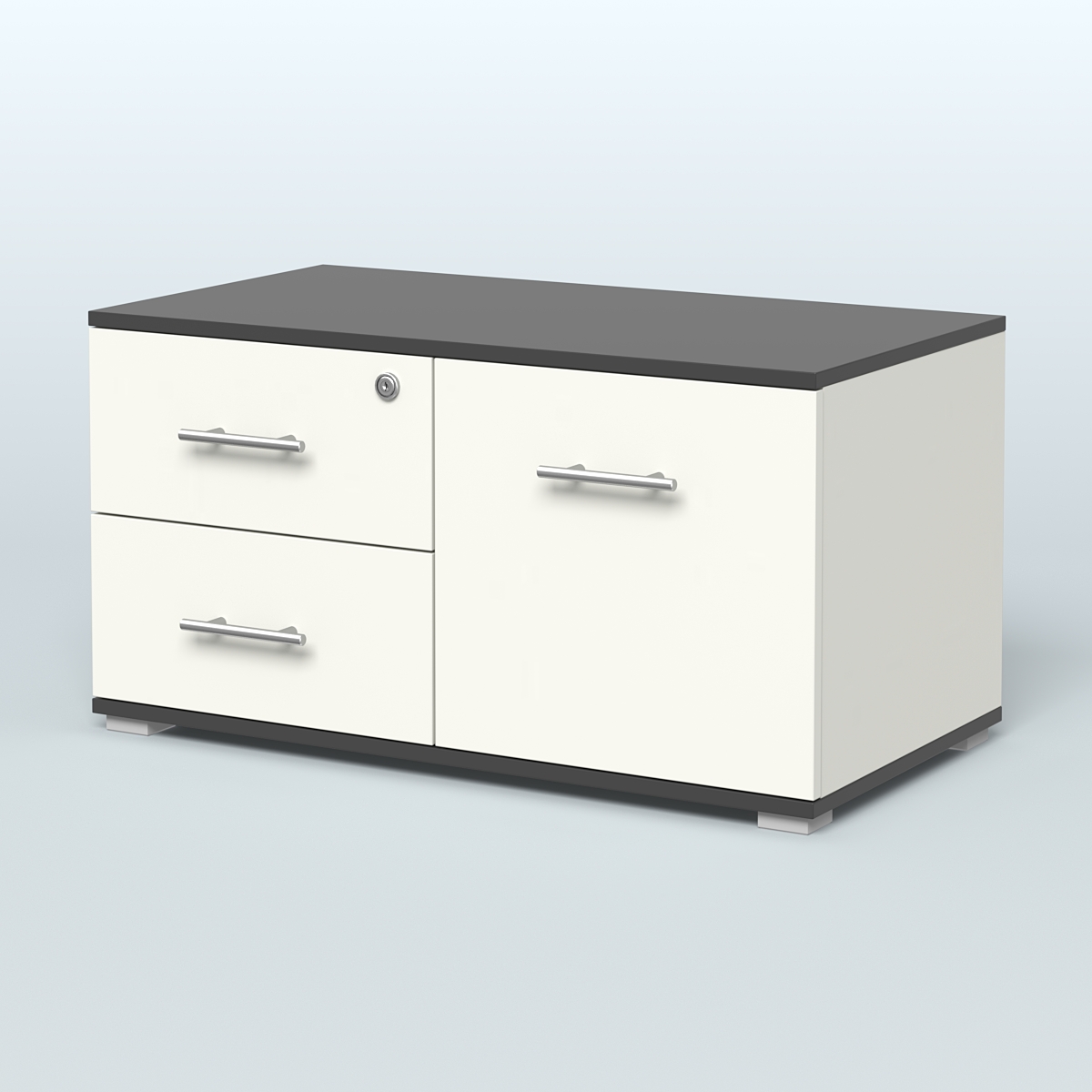 Тумба Динен №1 приставная широкая Белый и Черный