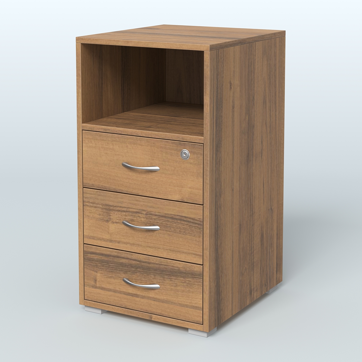 Тумба приставная 3 ящика с нишей Орех