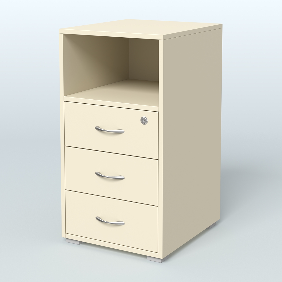 Тумба приставная 3 ящика с нишей Крем Вайс