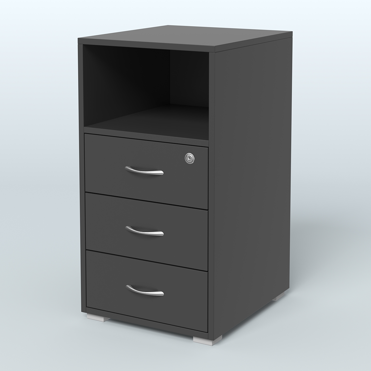 Тумба приставная 3 ящика с нишей Черный