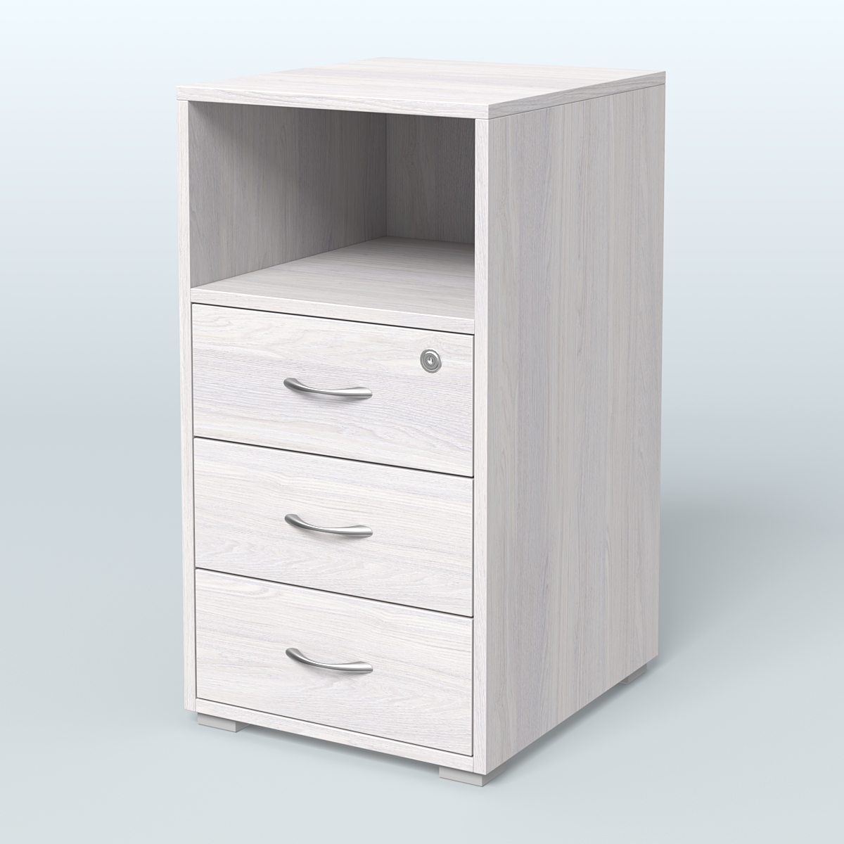 Тумба приставная 3 ящика с нишей Ясень Анкор светлый