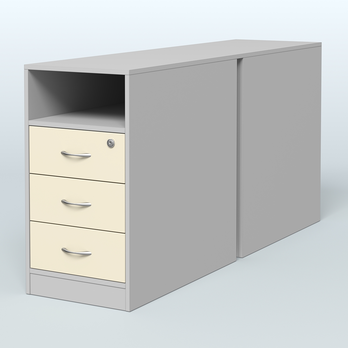 Тумба приставная/опорная двойная Серый + Крем Вайс